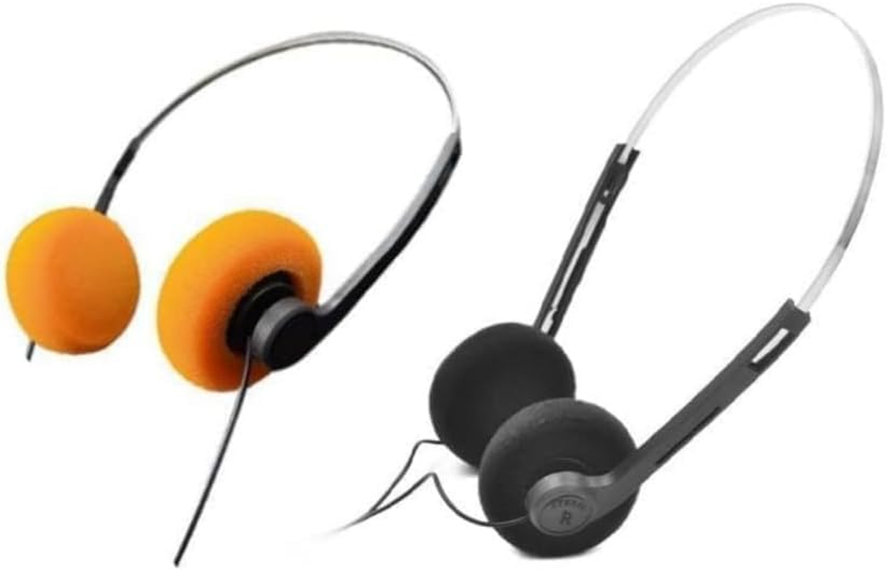 GANPUB 2 Pcs Orange and Black Retro on Ear Headphones, Wired Stereo Headphones, Headphone, Lightweight Portable Headphone with Adjustable Headband, Cassette Player, Over-Ear image number 1