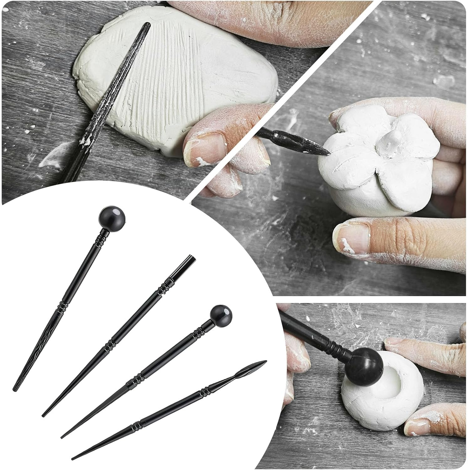 EIGTWEN 100Ml Air Dry Clay Glaze and 29Pcs Clay Tools Kit, Gloss Clay Varnish Protects Clay from Surface Wear, Pottery Tools Can Be Used for Stippling, Carving, Molding, and Shaping Clay Crafts(Gloss) image number 1