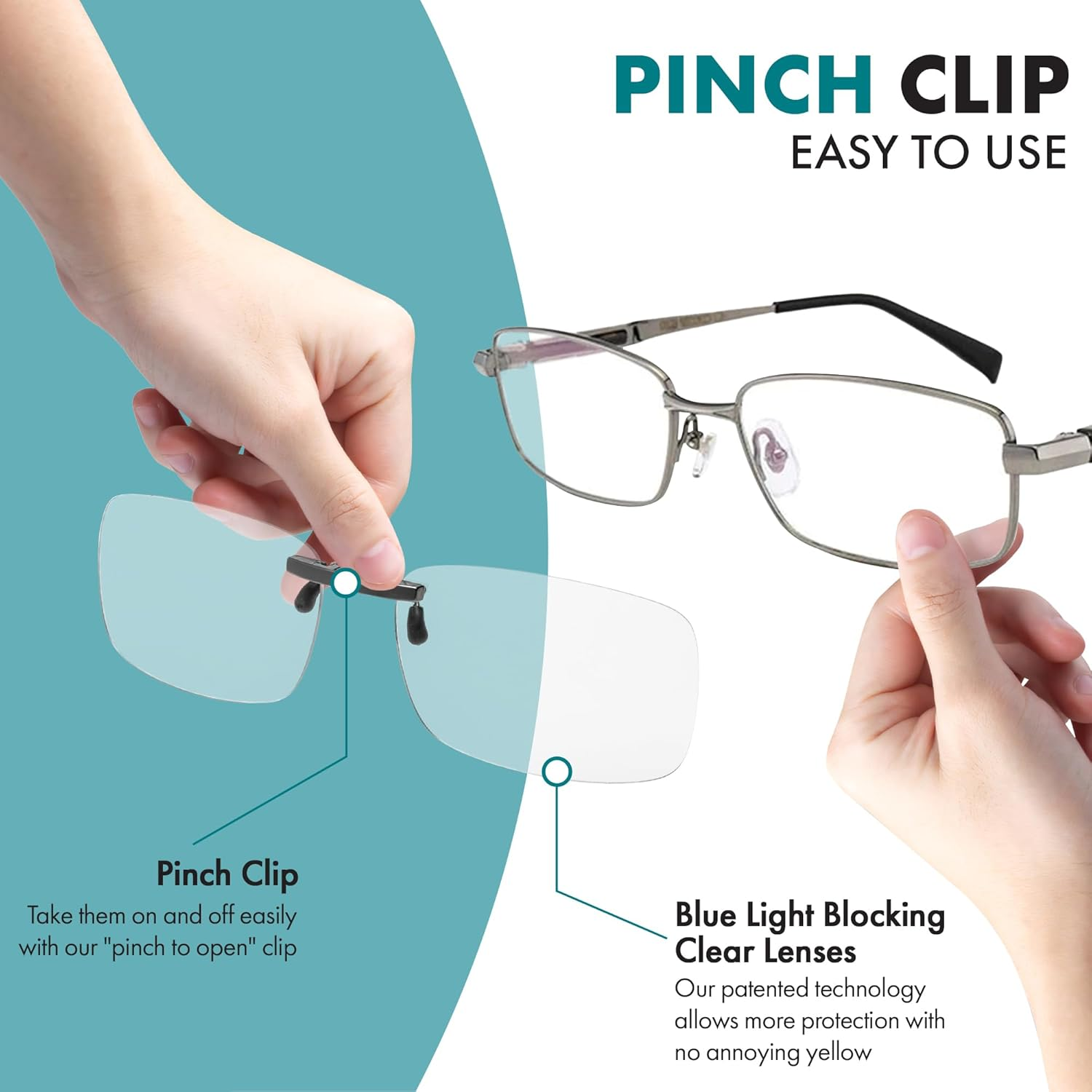 Clip on Blue Light Blocking Glasses I Computer Gaming Clip on Glasses I Digital Eyestrain Fatigue I Dry Eyes Relief Eye Protection Sleep Better I anti Glare image number 5