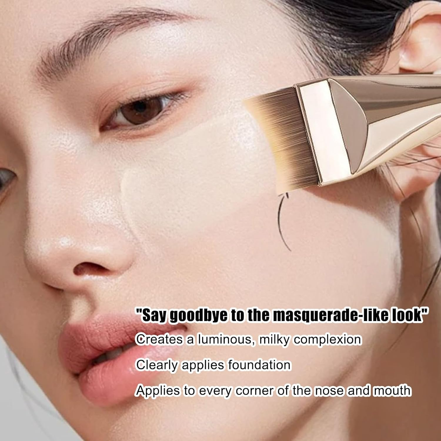 Flat Foundation Brush - Professional Makeup Tool, Synthetic Bristle Cosmetic Applicator (Soft Dense Bristles, Ergonomic Handle Design, Durable Construction) | Perfect Liquid Cream Powder Blending Cont image number 1