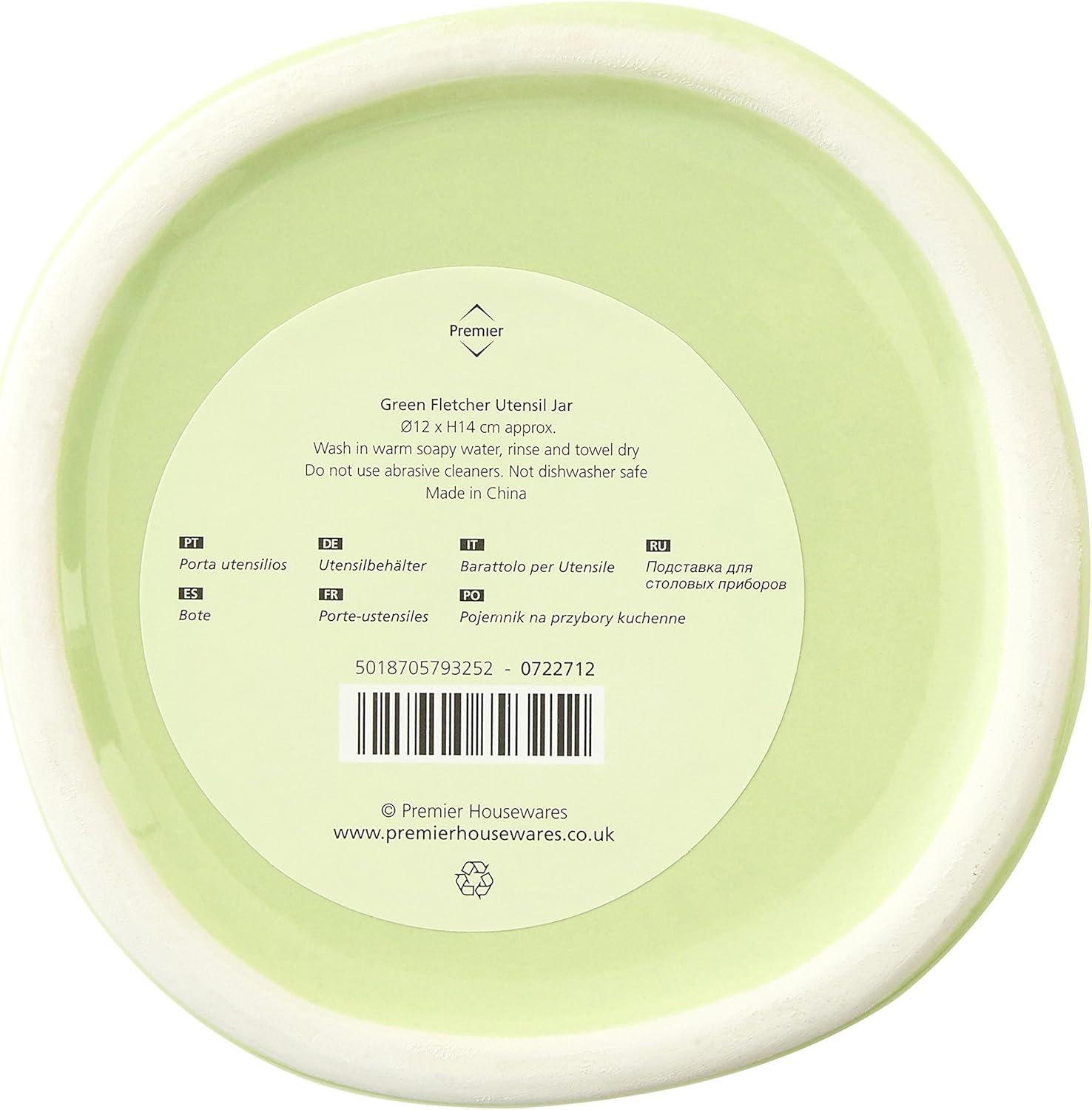 Premier Housewares Fletcher Utensil Jar - Green