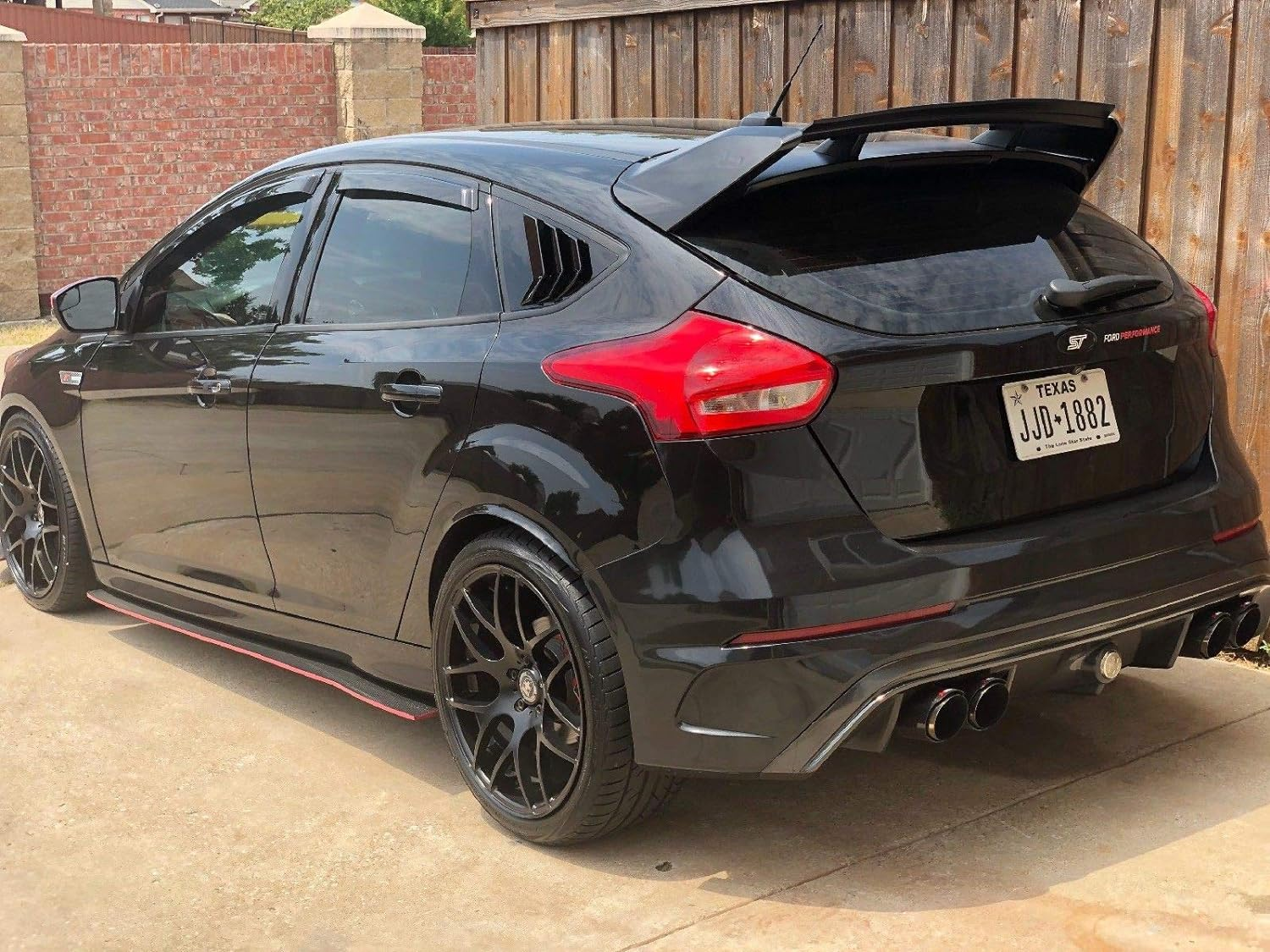 Ruihe Fit for Ford Focus ST RS MK3 Hatchback 2PC 2012 2013 2014 2015 2016 2017 2018 Shiny Black Window Side Louvers Vent image number 3