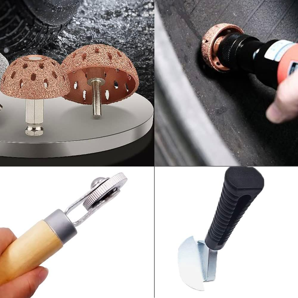 Ausfyyam Tire Repair Patch Tools Tire Buffing Wheels 42 Mm 55Mm Tungsten Steel Buffing Wheel with Tire Patch Roller Scraping Cutter for Car Tire Grinding Polishing Accessories Kit image number 2