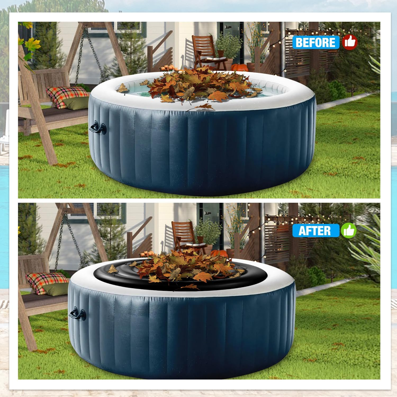 4.7 Ft Inflatable Hot Tub Cover round Energy Saving Spa Lid Enclosure with Quick and Easy Inflation and Deflation Valve Windproof Rain Insulated Lid Retain Heat and Protect Hot Tub image number 5