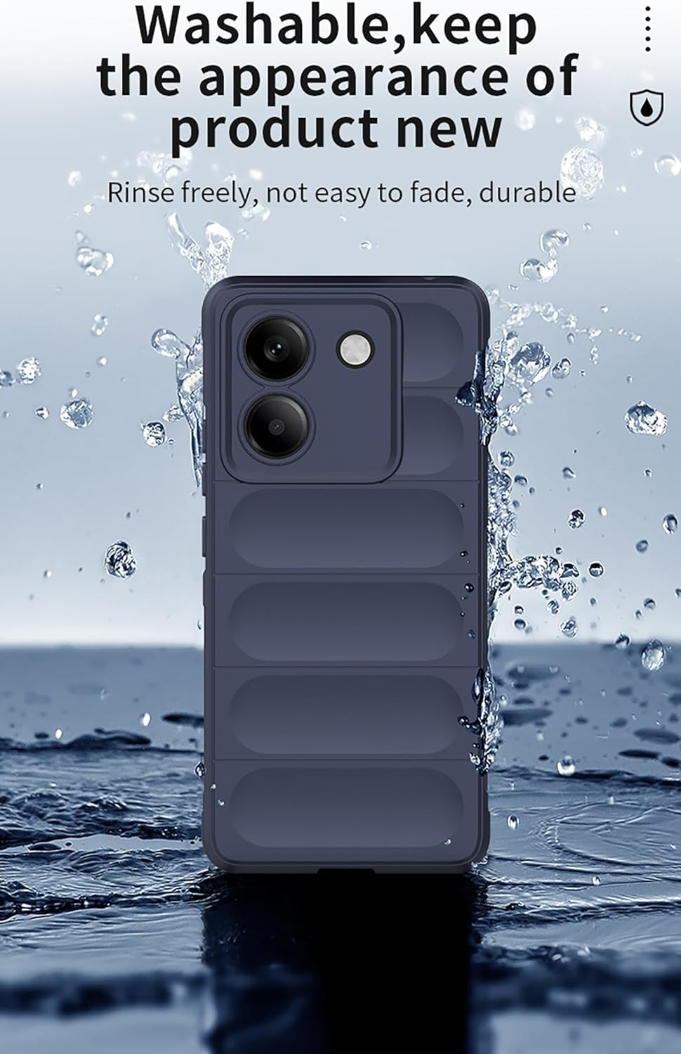 ILING Case for Xiaomi Poco M7 Pro 5G, Shockproof Wave Pattern and Airbag Design, Soft Skin Feel Silicone Protective Case, Ultra Thin Matte TPU Bumper Mobile Phone Case (Black) image number 5