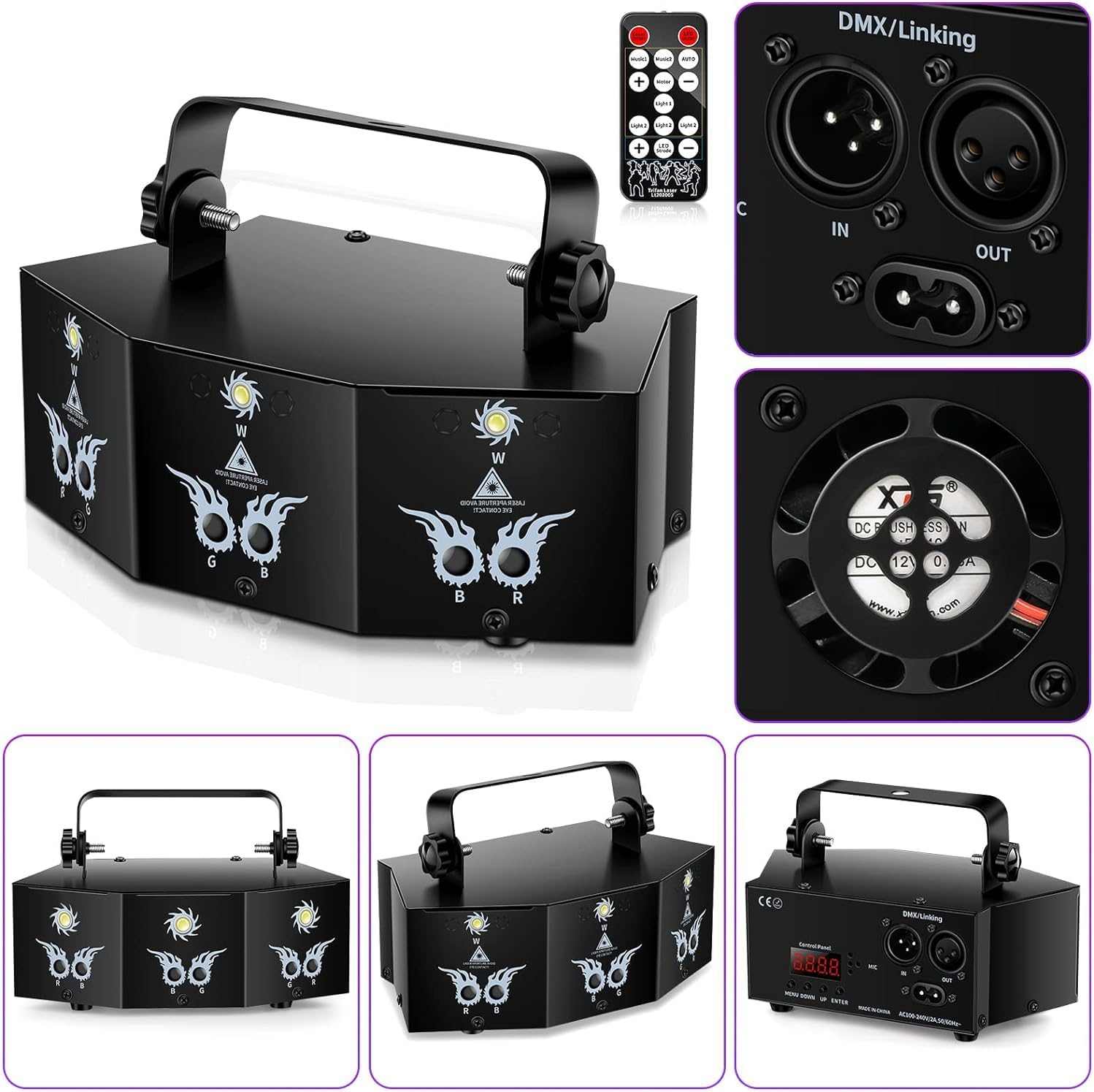 DJ Disco Stage Party Lights, Sound Activated Laser Light RGB Flash Strobe Projector with 7CH DMX for Christmas Halloween Decorations Karaoke Pub KTV Bar Dance Gift Birthday Wedding image number 2