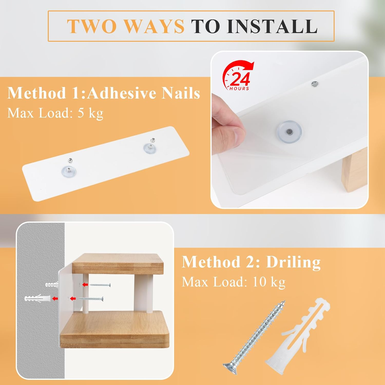 EFUTURETIME Toilet Paper Holder Wall Self-Adhesive with Shelf Bamboo 31.5 X 12.5 X 8.5 Cm Toilet Paper Holder Glue or Drilling Toilet Roll Holder Wood for Bathroom Kitchen Toilets White image number 5