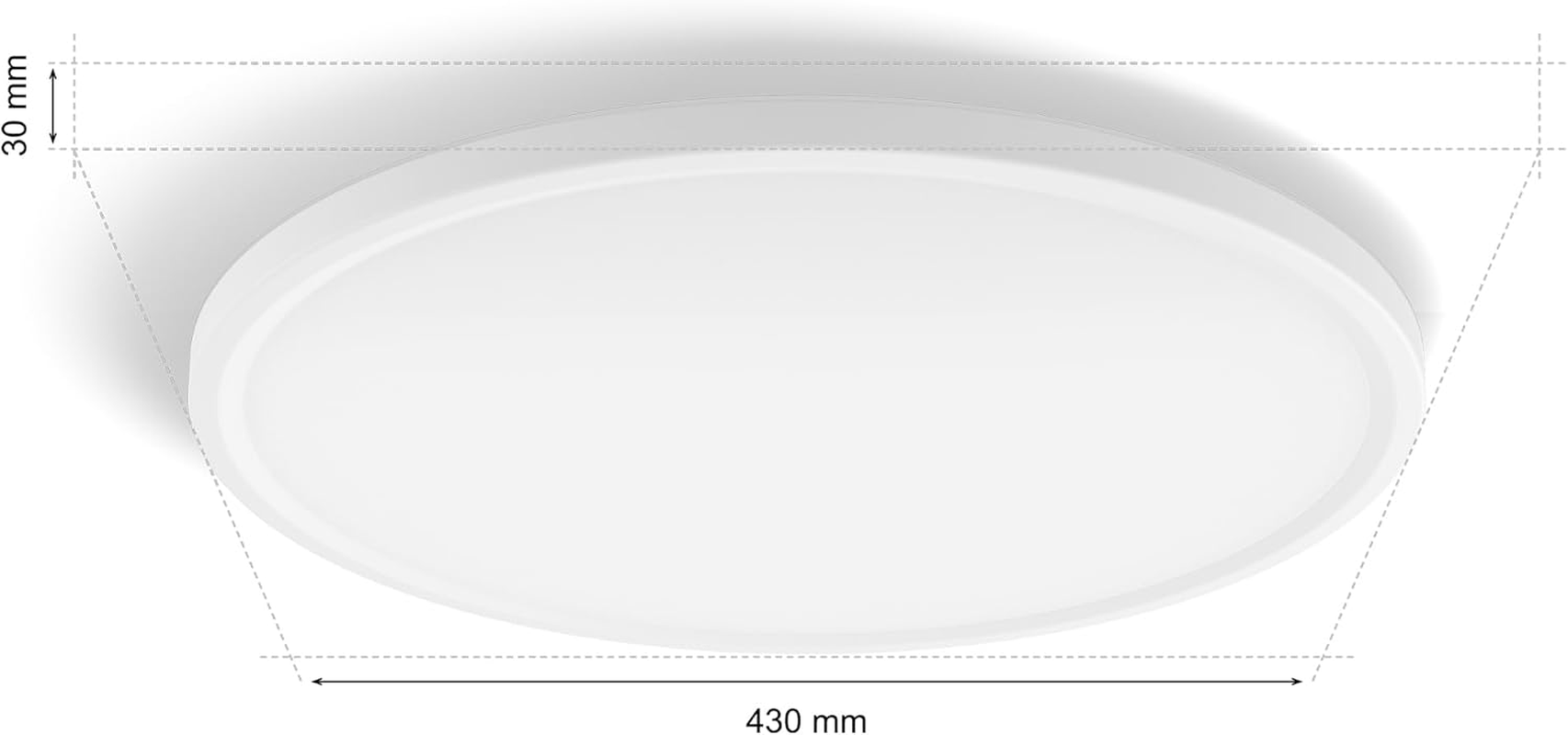 Philips Hue Devote Smart LED Panel, White and Color Ambiance, round 43 Cm, 23 W, 2900 Lumens, White Frame for Indoor Lighting, Ceiling, Living Room, Kitchen, Hallway.