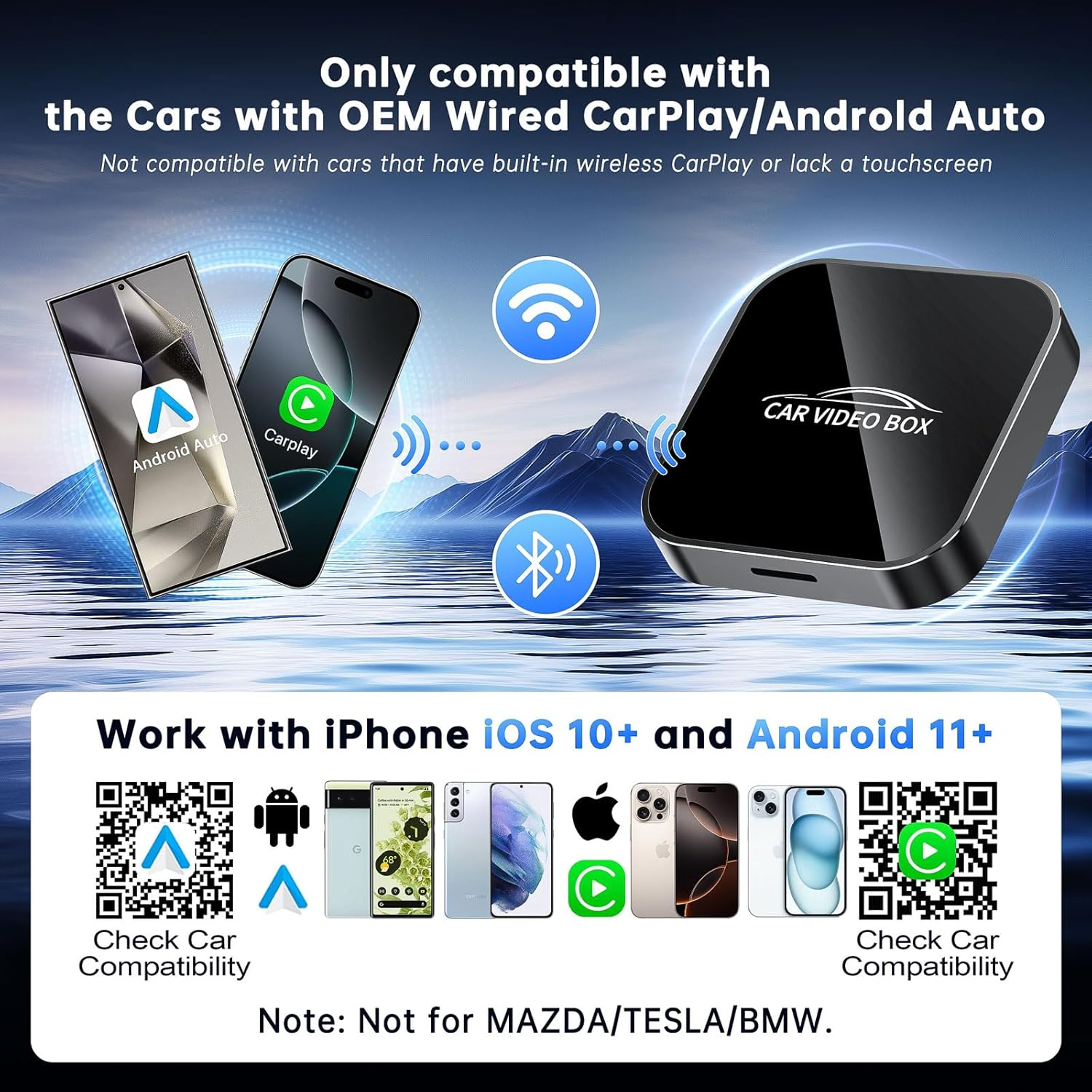 Wireless Carplay & Android Auto Adapter &ndash; Smart AI Box for Streaming Video with Netflix/Youtube/Tf Card/Usb Drive, for OEM Wired Carplay/Android Auto Cars image number 3