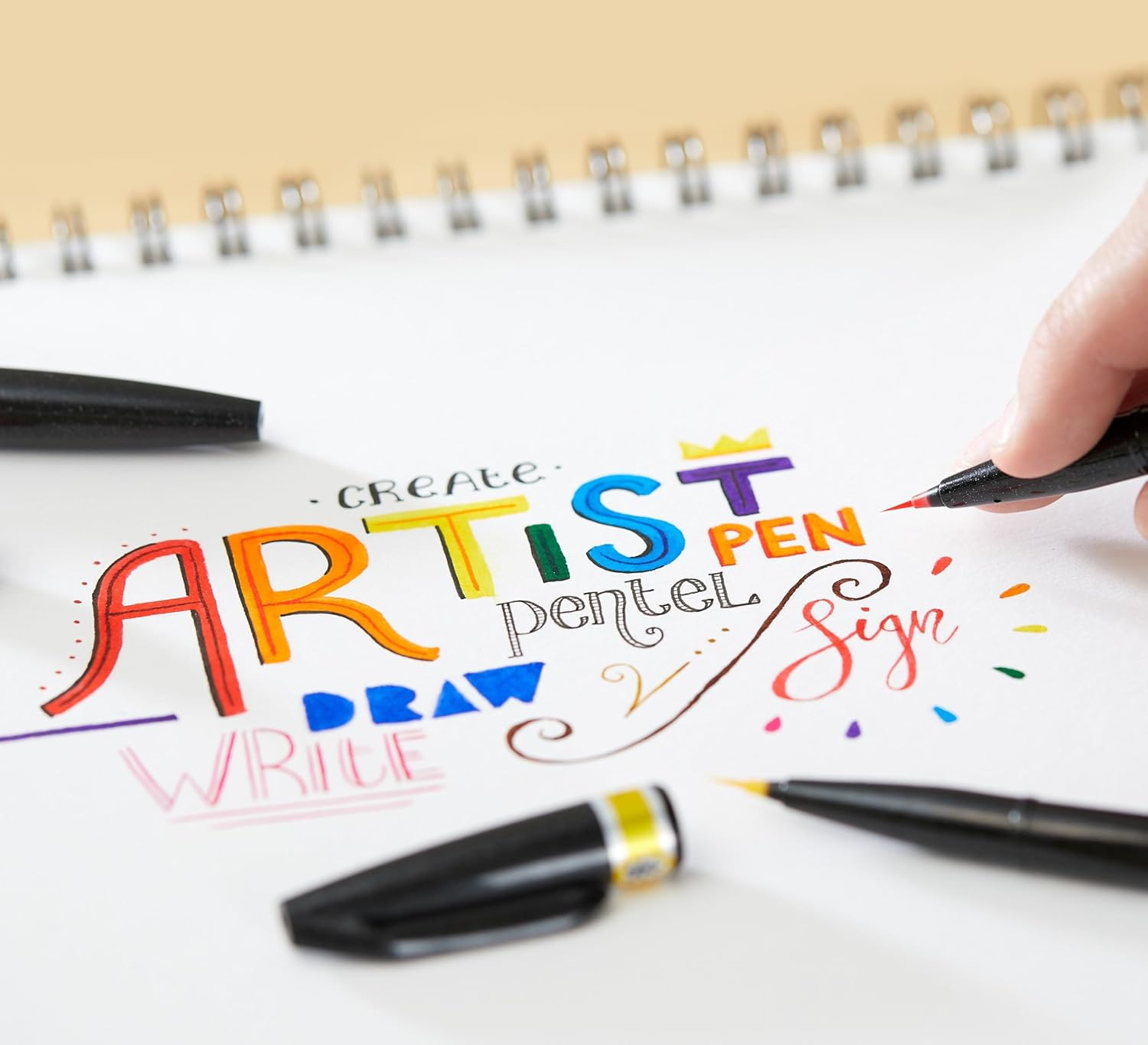 Pentel Arts Brush Sign Pen Artist Wallet of 12 Assorted Standard Colours (SESF30C-12)