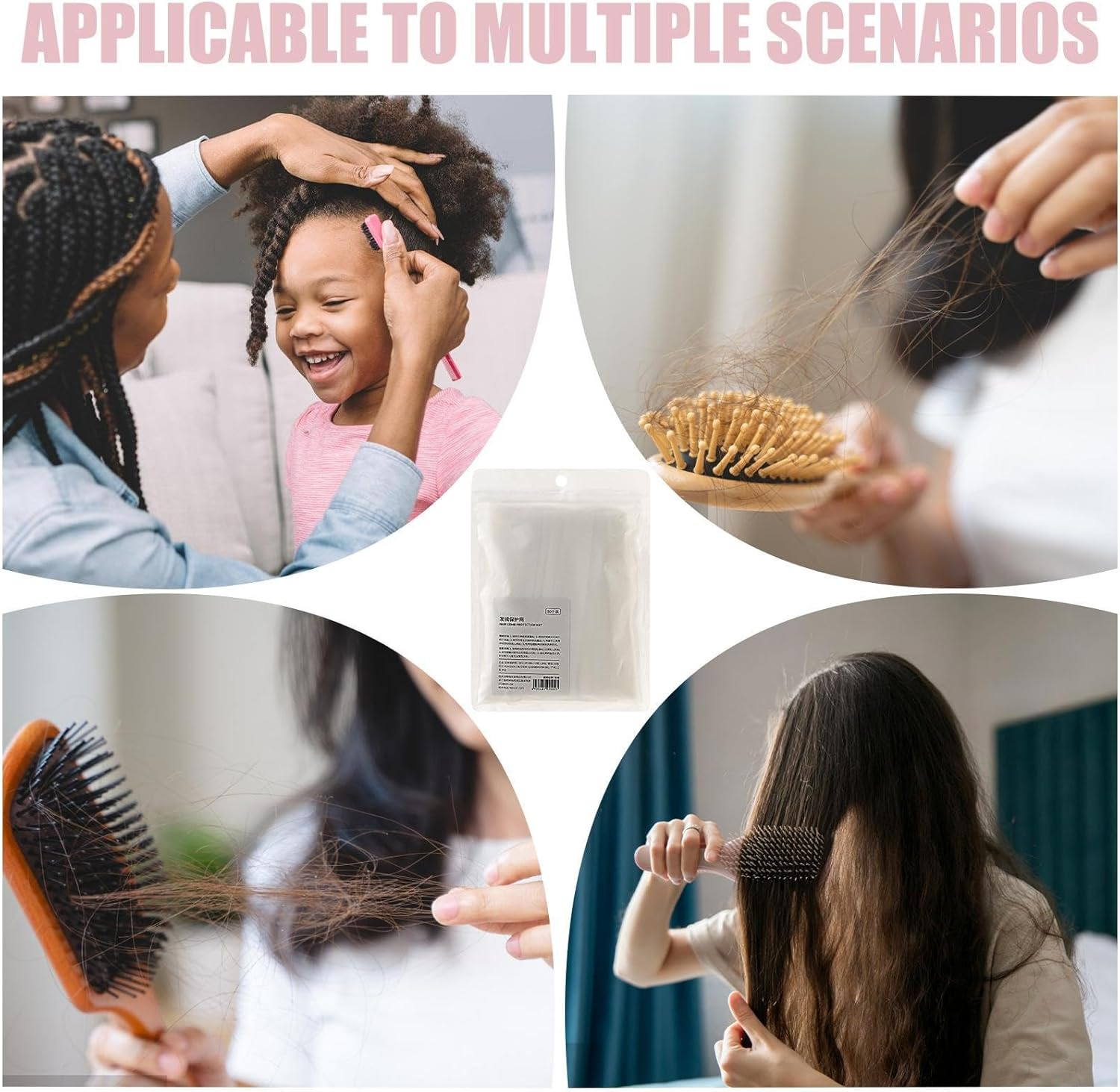 Hair Comb Cleaning Net,50X Hair Removal Net - Comb Cleaner, Portable Hair Remover Tools, Comb Protection Net for Removing Hair Dust image number 1