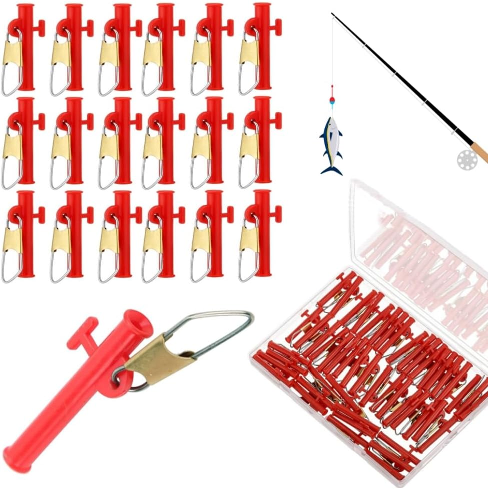 50 Pcs 1-1/2 Fishing Line Sinker Slides with Metal Snaps ABS Fishing Weight Sinkers Slider Clip,Outdoor Catfishing Tackle Equipment for Pier Fishing Boat Beach,Fishing Accessories image number 2