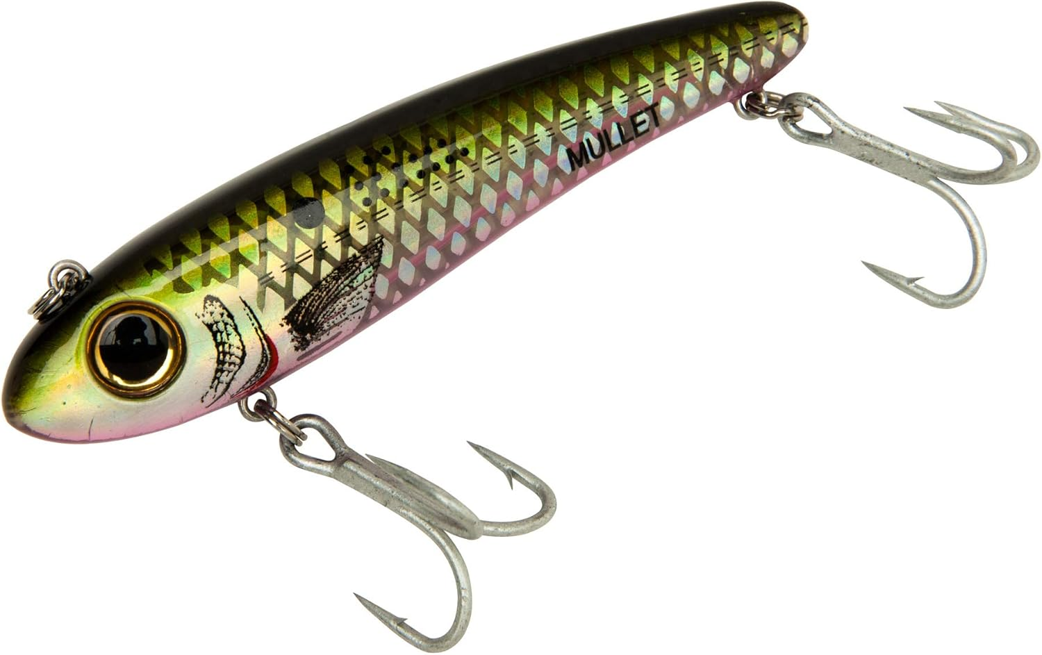 Bomber Lures Mullet Slow-Sinking Twitch/Walking Saltwater Fishing Lure - Excellent for Speckled Trout, Redfish, Stripers and More, 3 1/2 Inch, 5/8 Ounce