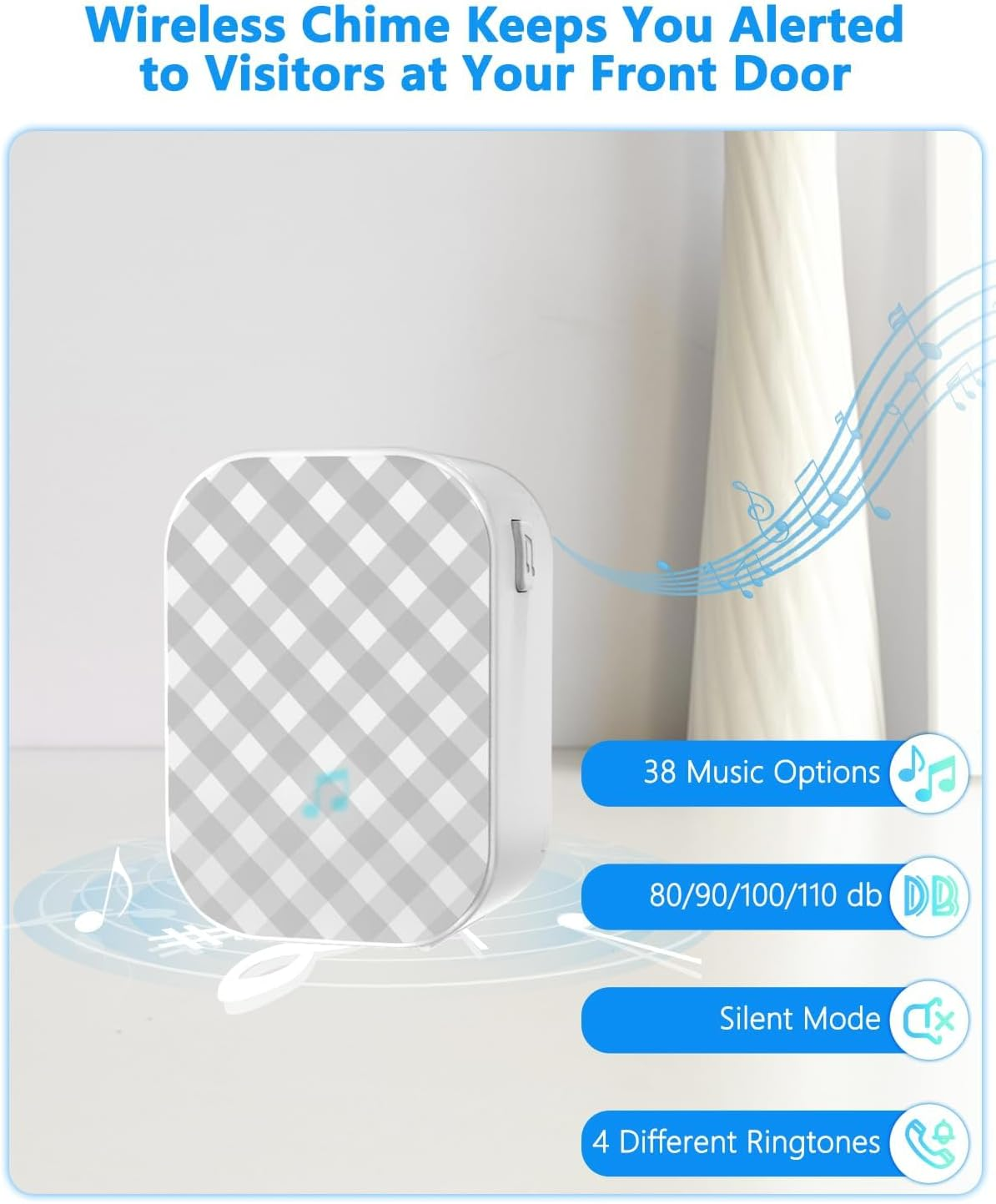 Video Doorbell Camera Wireless with Chime, UCOCARE 2K/4MP Wifi Camera Doorbell with Motion Detection, Night Vision, 2-Way Talk, Voice Changer/Message, AI Motion Detection, Support Tf/Cloud Storage image number 1