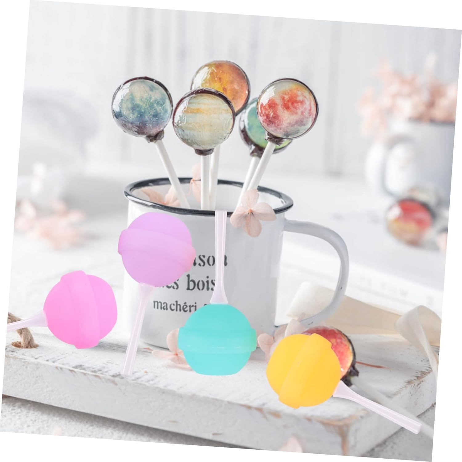 UTHCLO 4Pcs Silicone Lollipop Shape Ice Mold Maker for Creative Treats Easy to Clean Space-Saving Design for Boys and Girls and Family Fun image number 3