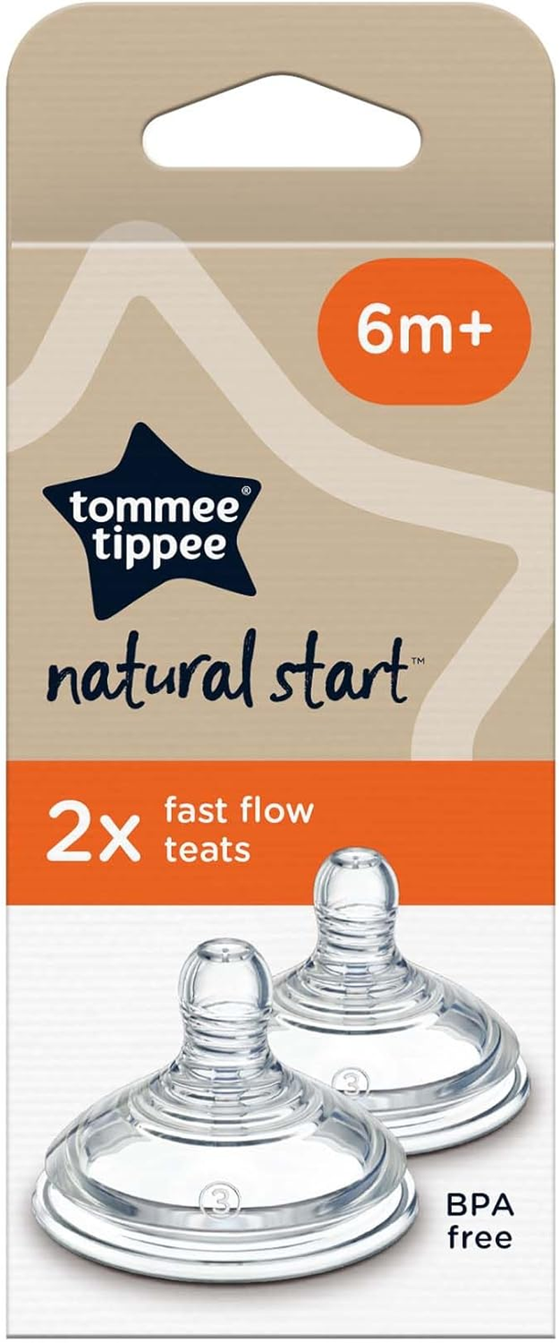 Tommee Tippee Natural Start Baby Bottle Teats, Fast Flow, 6+ Months, Breast-Like for a Natural Latch, Anti-Colic Valve, Soft Silicone, Pack of 2 image number 2