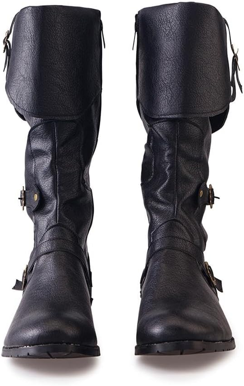 DUNHAO COS Men'S Faux Leather Medieval Boots Viking Pirate Costume Boots Renaissance Faire Cosplay Shoes image number 5