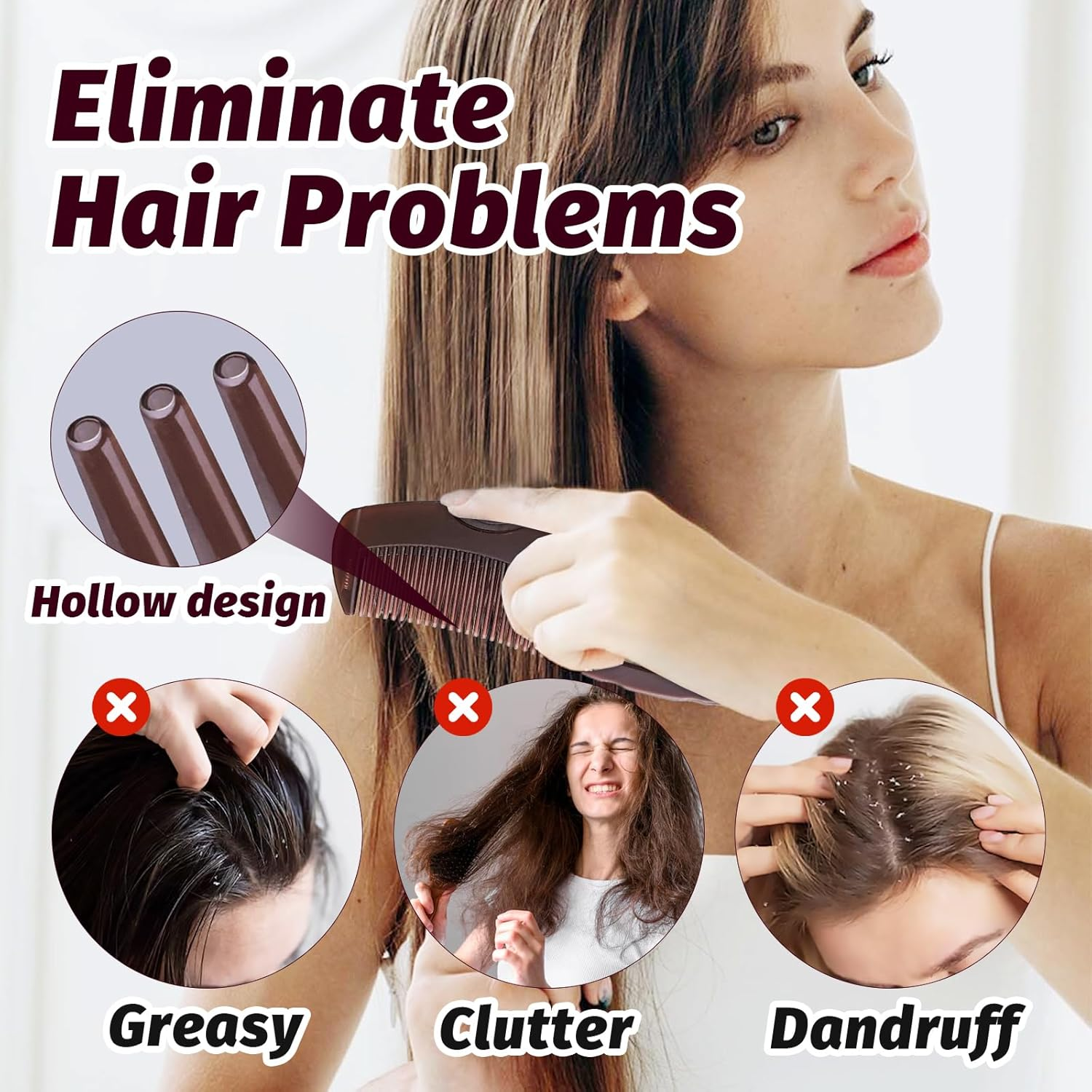 Sularpek Pack of 2 Dandruff Comb, Energy Massage Dandruff Comb, Dandruff Comb with Handle, Hair Comb, Scalp Comb, Scalp Detox Comb, Effective Cleaning and Scalp Massage for Men and Women image number 1