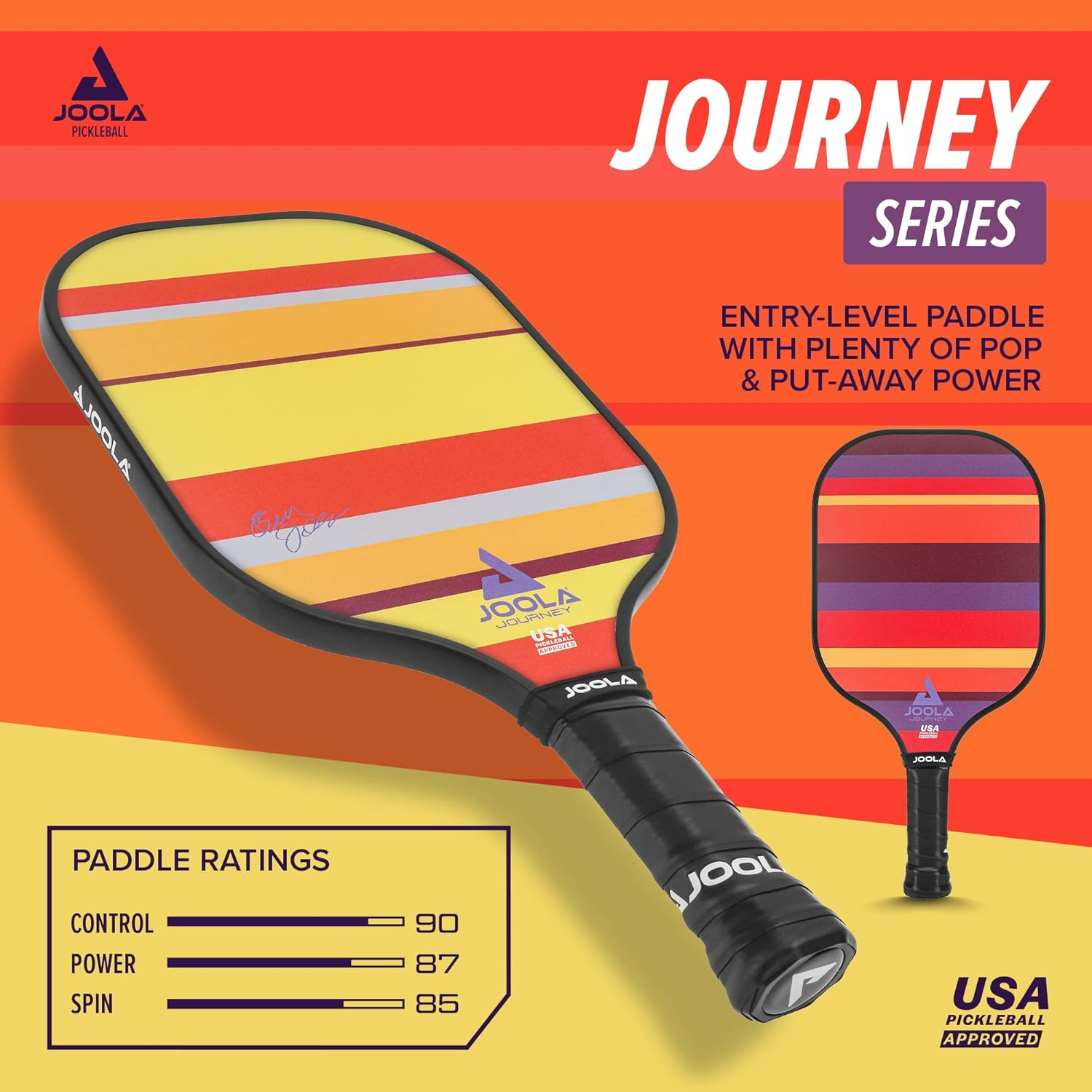 JOOLA Journey Pickleball Paddle &ndash; Fiberglass Graphite Surface for More Power &ndash; Lightweight Pickleball Paddle W/Increased Control - Multiple Colors & Designs - USAPA Approved image number 4