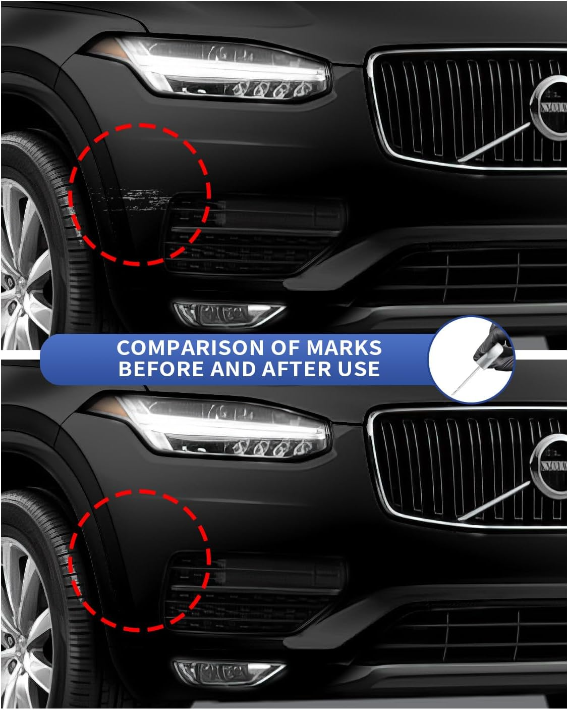 717 Onyx Black Metallic Touch up Paint Compatible with Volvo Exact Match Chips and Nicks Touch Up image number 2