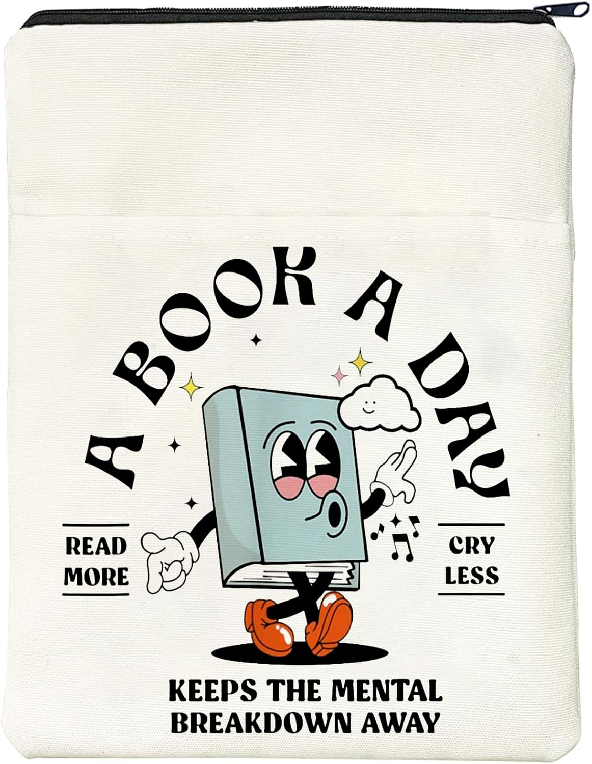 Book Cover for Bookish Book Sleeve for Bookworm Book Lover Gift (Read More White, Medium) image number 5