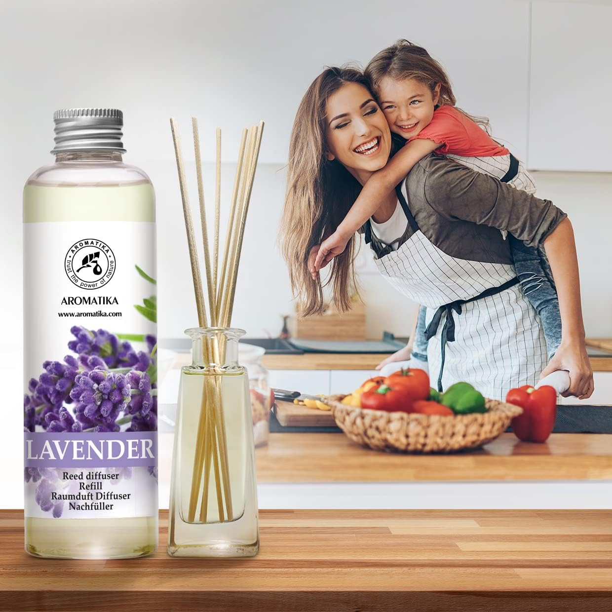 Reed Diffuser Refill Lavender with Lavender Essential Oil 200Ml - Scented Diffuser - Room Diffuser Refill - Home Fragrance - Floral Fragrance image number 6