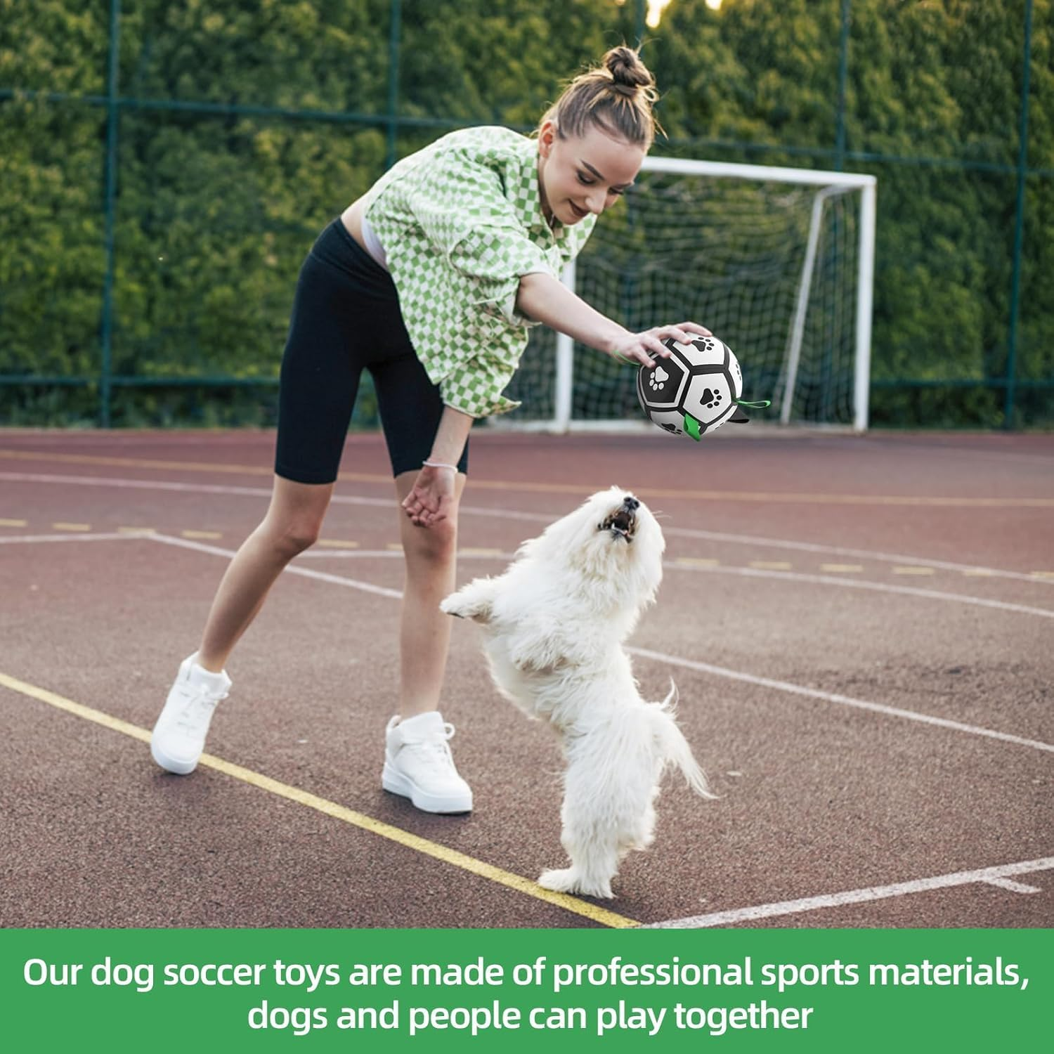 QDAN Dog Toys Soccer Ball with Straps, Interactive Dog Toys for Tug of War, Puppy Birthday Gifts, Dog Tug Toy, Dog Water Toy, Durable Dog Balls World Cup for Small Dogs (Mini) image number 3