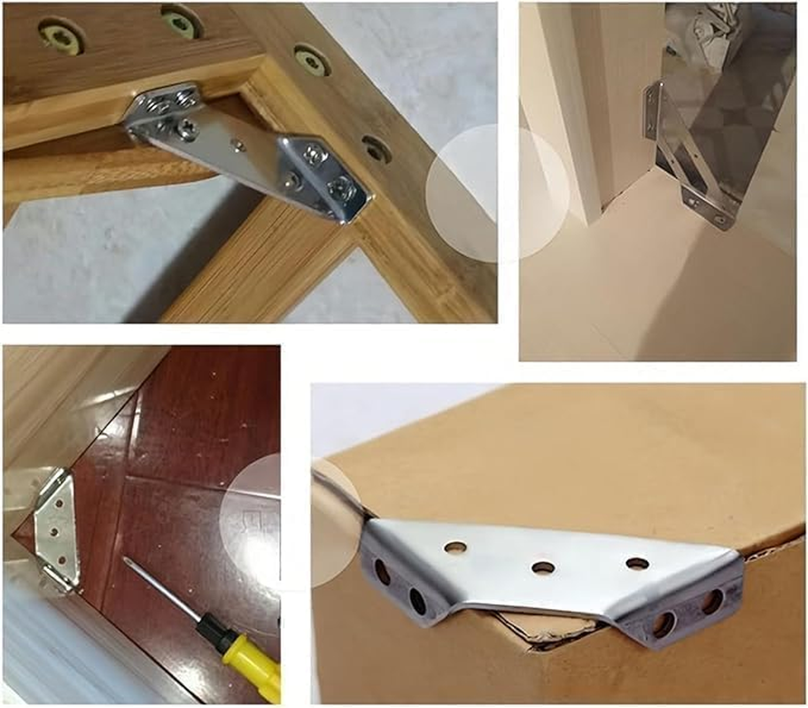 Stainless Steel Angle Corner Brackets, 20Pcs Angle Corner Bracket Triangle Corner Brace Stainless Steel Corner Connector Furniture Corner Connector, Stainless Steel Furniture Corner Connector