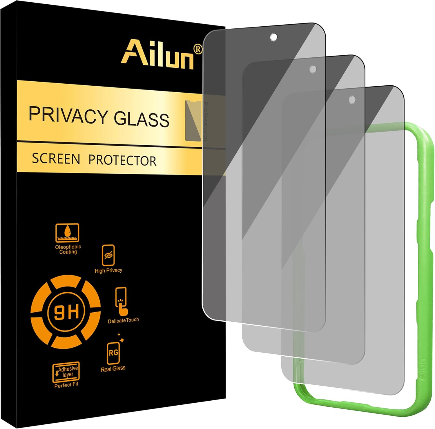 Ailun 3 Pack Privacy Screen Protector for Iphone 17 [6.3 Inch] with Installation Frame, anti Spy Private Tempered Glass Anti-Scratch Case Friendly image number 4