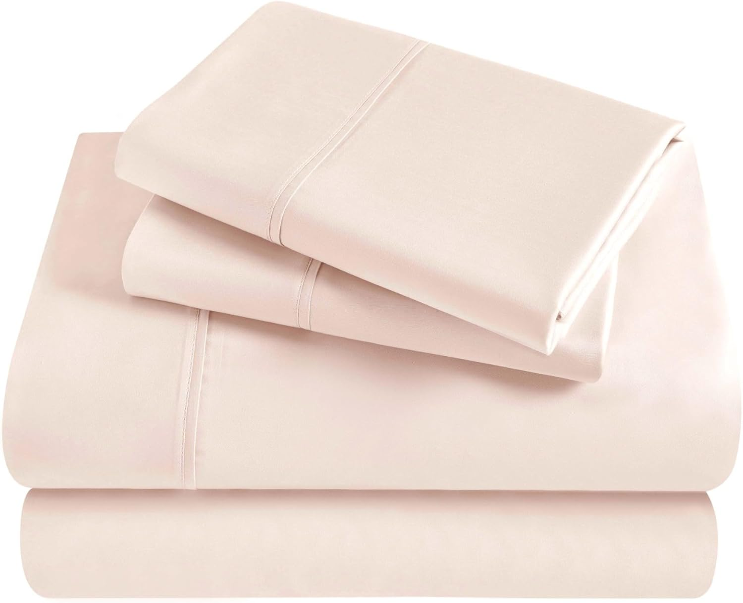Superior 400 Thread Count Egyptian Cotton Sheet Set, Bedroom Sheets, Modern Home Essentials, Bedding Basics, 1 Elastic Deep Pocket Fitted Bed Sheet, 1 Flat Sheet, 2 Pillowcases, Full, Pink