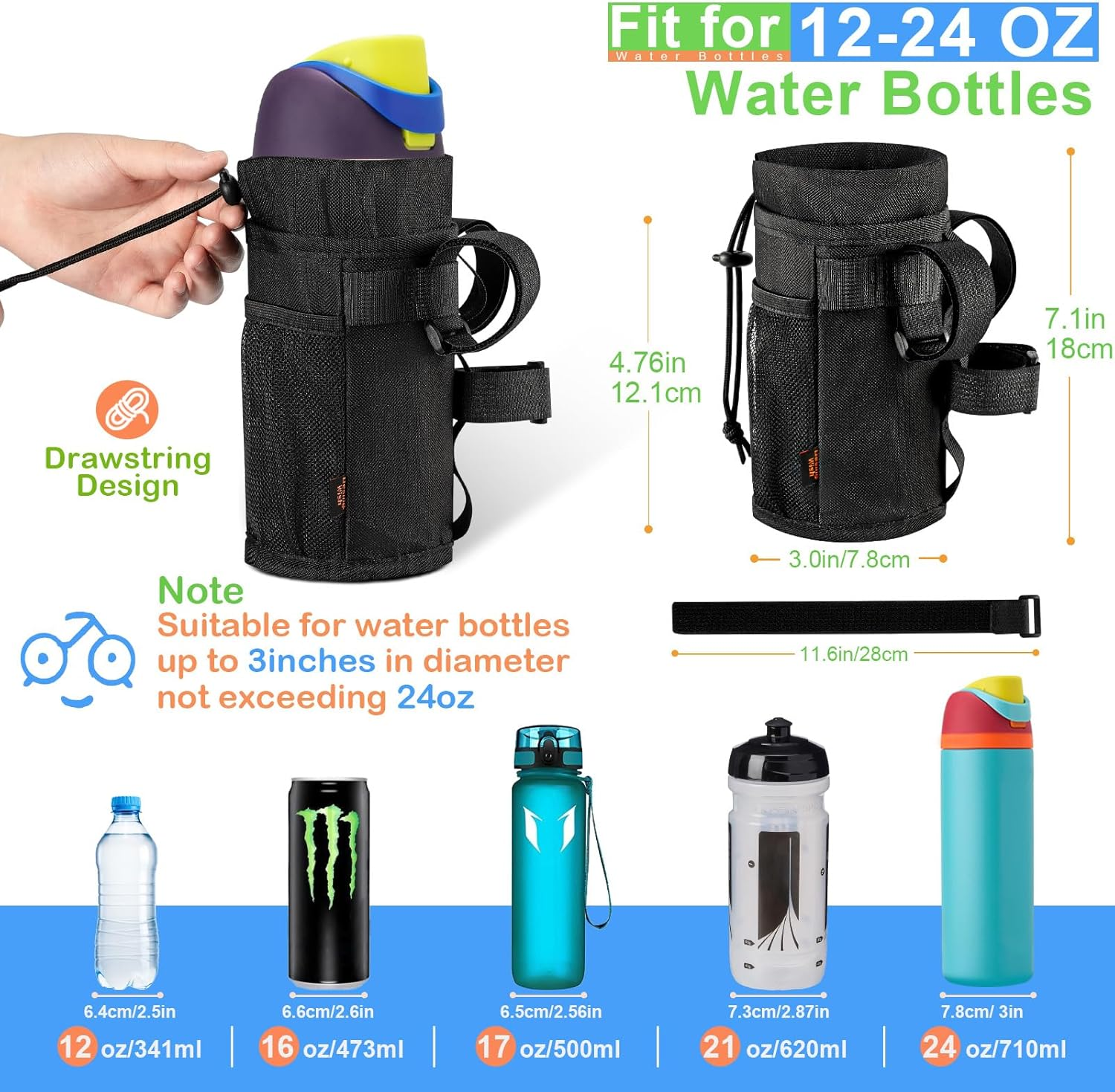 Desing Wish 12-24Oz Drink Holder Bottle Holder Bicycle without Screws Handlebar Water Bottle Holder Bicycle Bottle Holder Drinks Holder Water Bottle Holder Gift image number 4