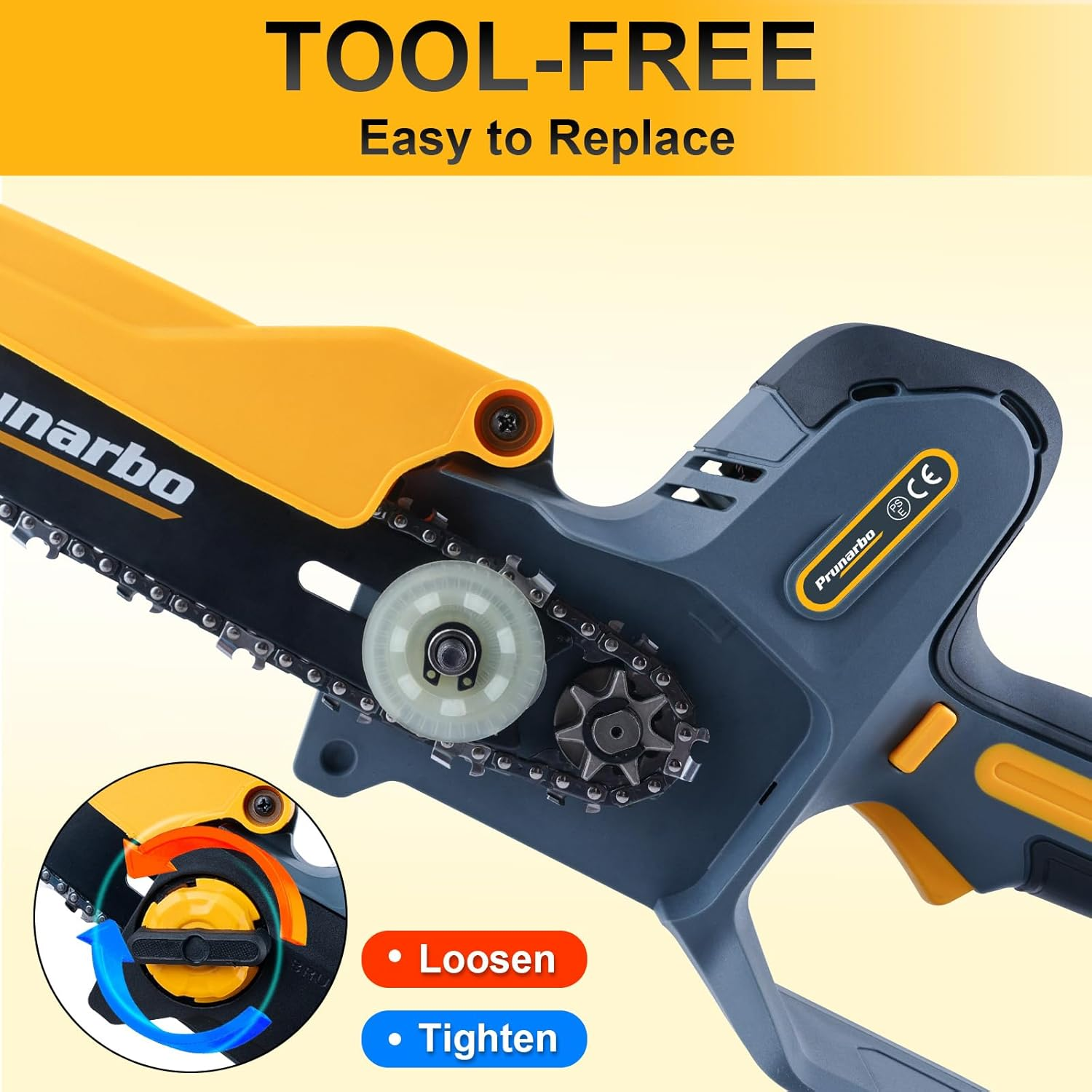 8 Inch Chainsaw Chain Replacement, 45 Drive Links .043" Gauge 1/4" LP Pitch Low-Kickback Fits Prunarbo PR-E8 8Inch Mini Electric Hand Saw Cordless for Wood Cutting Trimming Gardening Tool (Chain-1Pc) image number 3