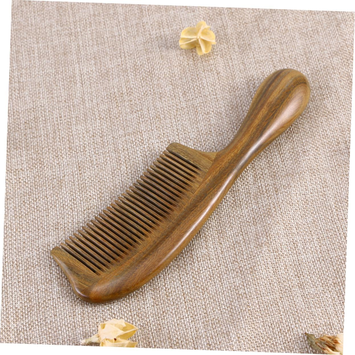 CTIRCHIU Natural Sandalwood Hair Comb with Thick Handle Close Teeth Static Wooden Beard Comb for Scalp Massage and Hair Care Lightweight Travel Friendly Two Styles Random image number 3
