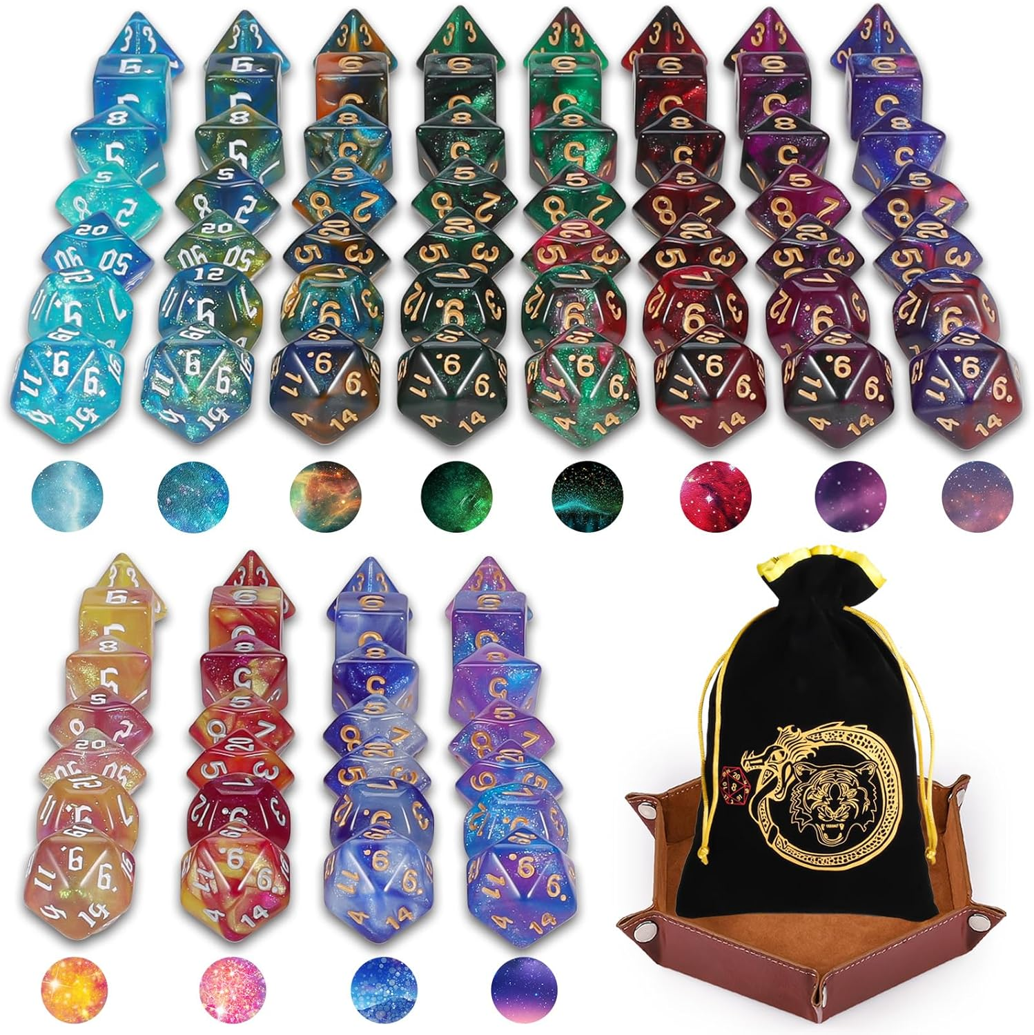 DND Dice Sets - 26 X 7 Polyhedral Dice (182Pcs) with a Large Drawstring Bag Great for Dungeons and Dragons, Role Playing Table Game