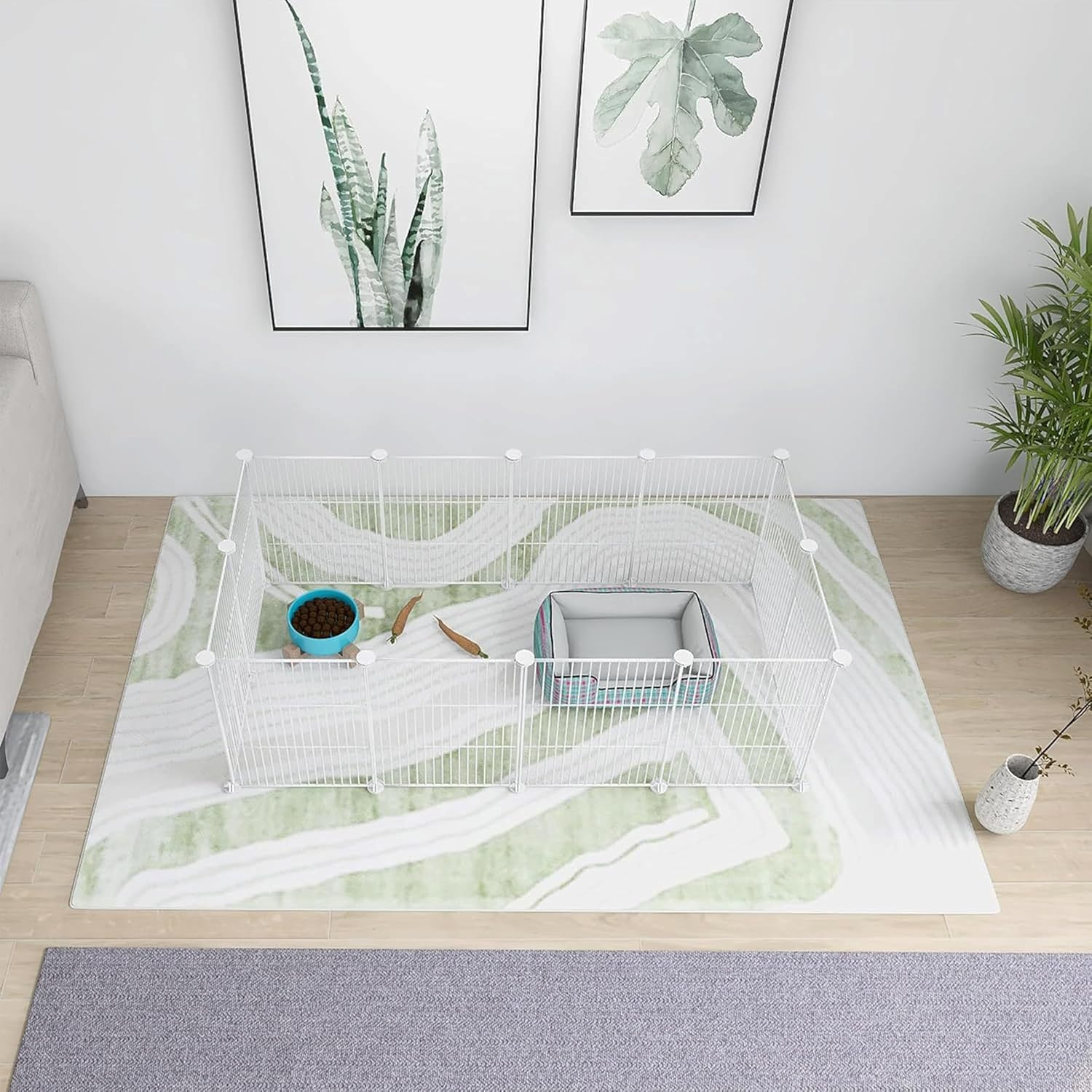 Lxvckly Pet Playpen, Small Animals Playpen, DIY Encrypted Metal Wire Rabbit Fence, Guinea Pig Cage, Kitten Playpen, Indoor & Outdoor Yard Fence for Small Animals, White image number 5