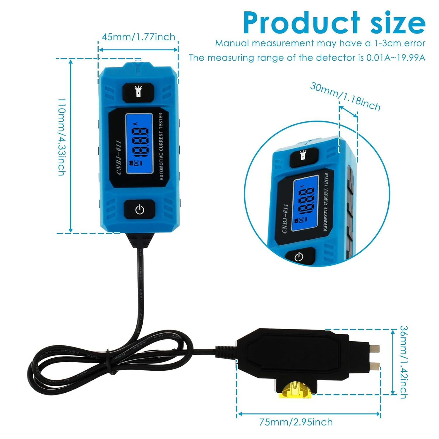 Car Circuit Tester with Display, Automotive Circuit Tester, Max 48V Automotive Circuit Tester, Accurate Car Fuse Tester, for Fuse Testing,Light Sockets, Short Circuits, Wires, Electricians image number 3