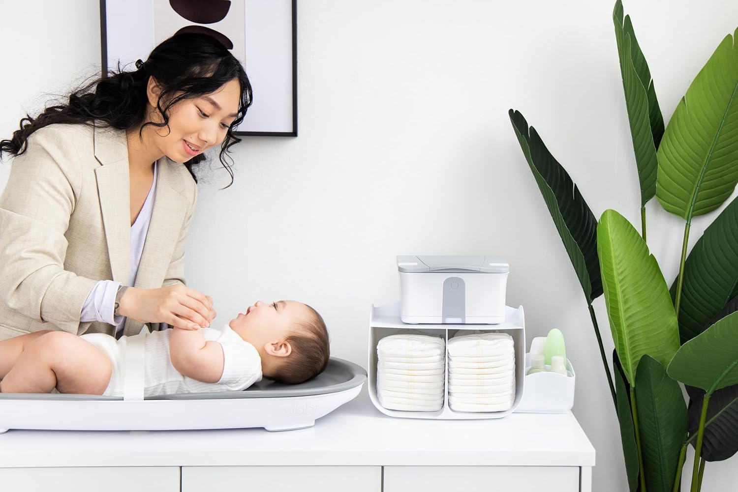 Ubbi Diaper Caddy Organizer, Stores Baby Diapers, Wipes & Baby Accessories, White image number 3