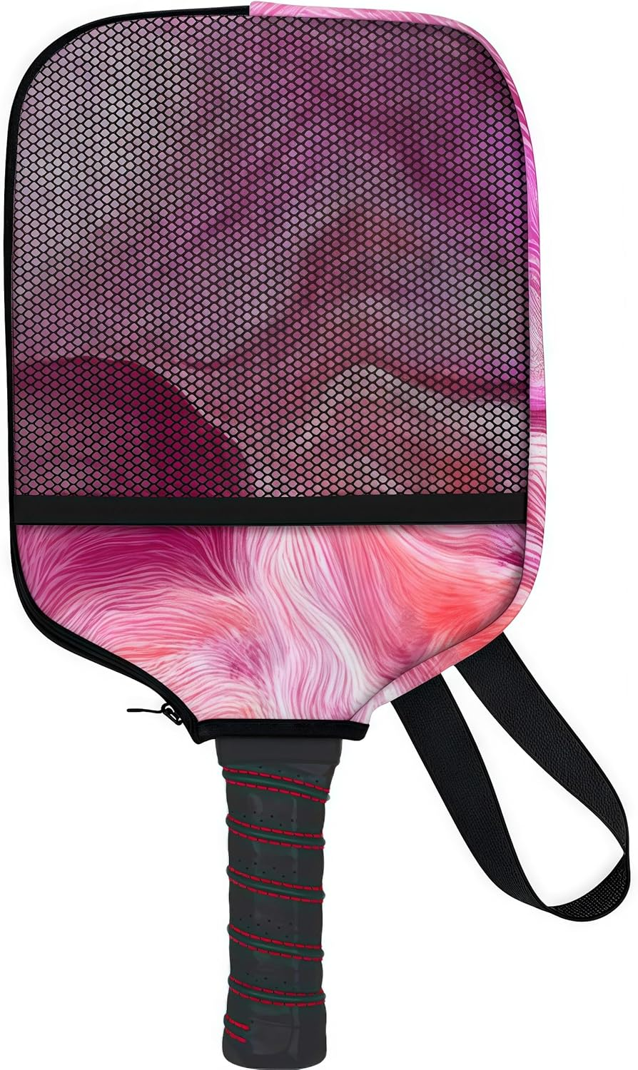 Pickleball Paddle Covers,22 X 30 Cm Neoprene Pickleball Racket Sleeve,Paddle Protect Case Dust Cover,Zippered Universal Racket Sleeve Storage Bag(Pink)
