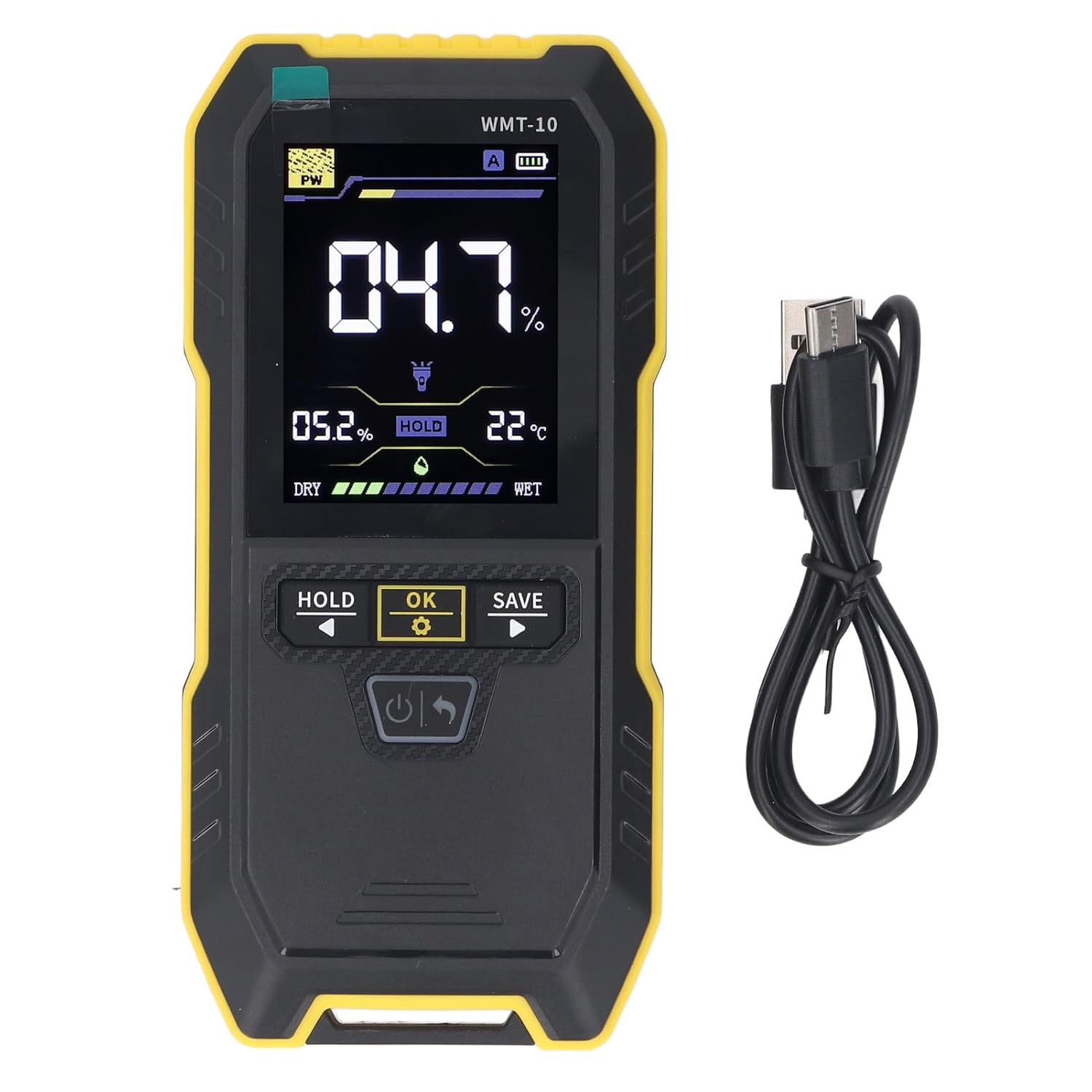 Wood Humidity Meter High Accuracy 2.4 Inch Color Screen Pinless Non Destructive Wall Humidity Tester for Wall Softwood Hardwood