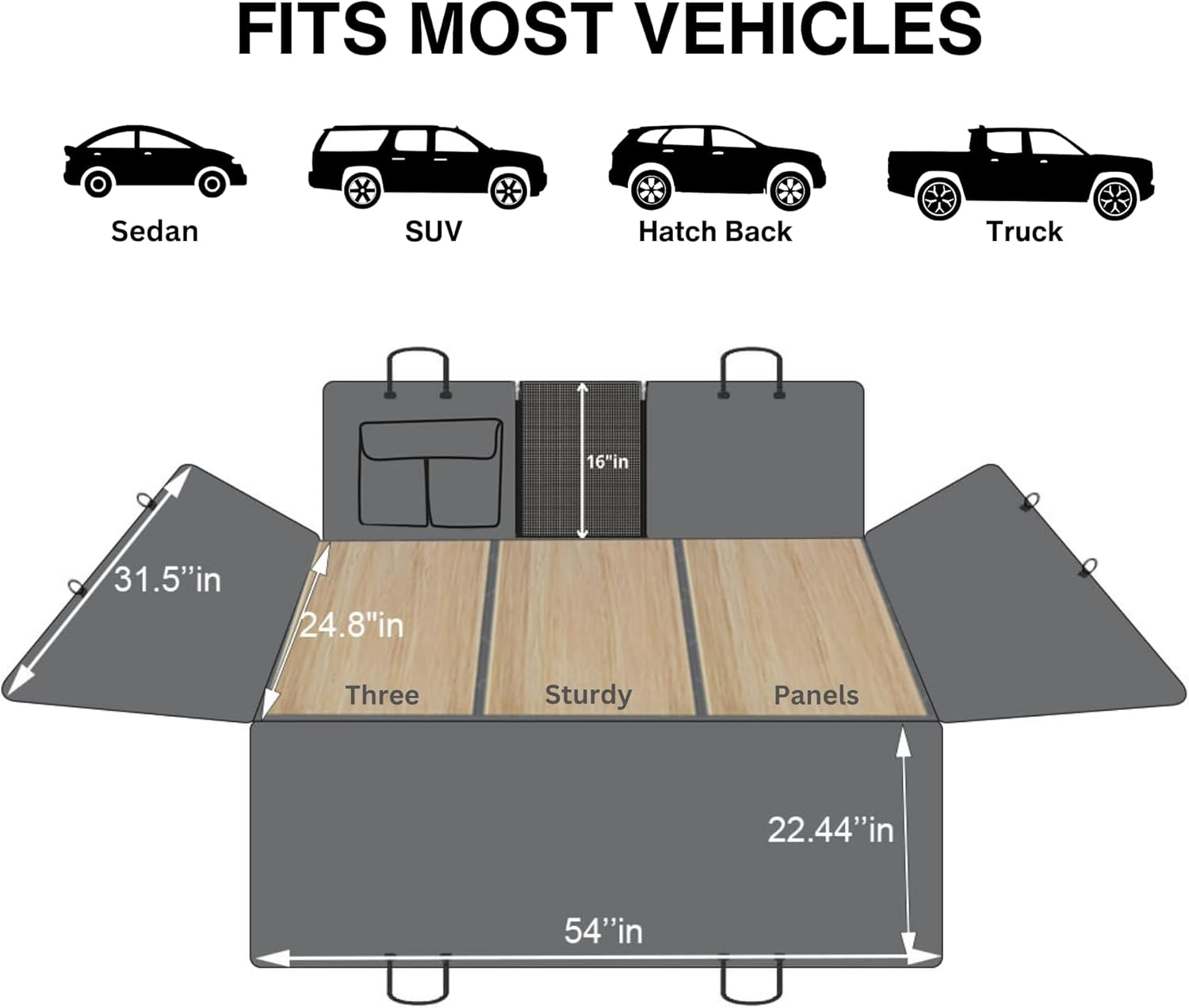 Meilyfe Dog Back Seat Extender - Waterproof Mesh Platform for Cars, Trucks, Suvs - with Storage Pockets and Door Covers (Black) image number 1