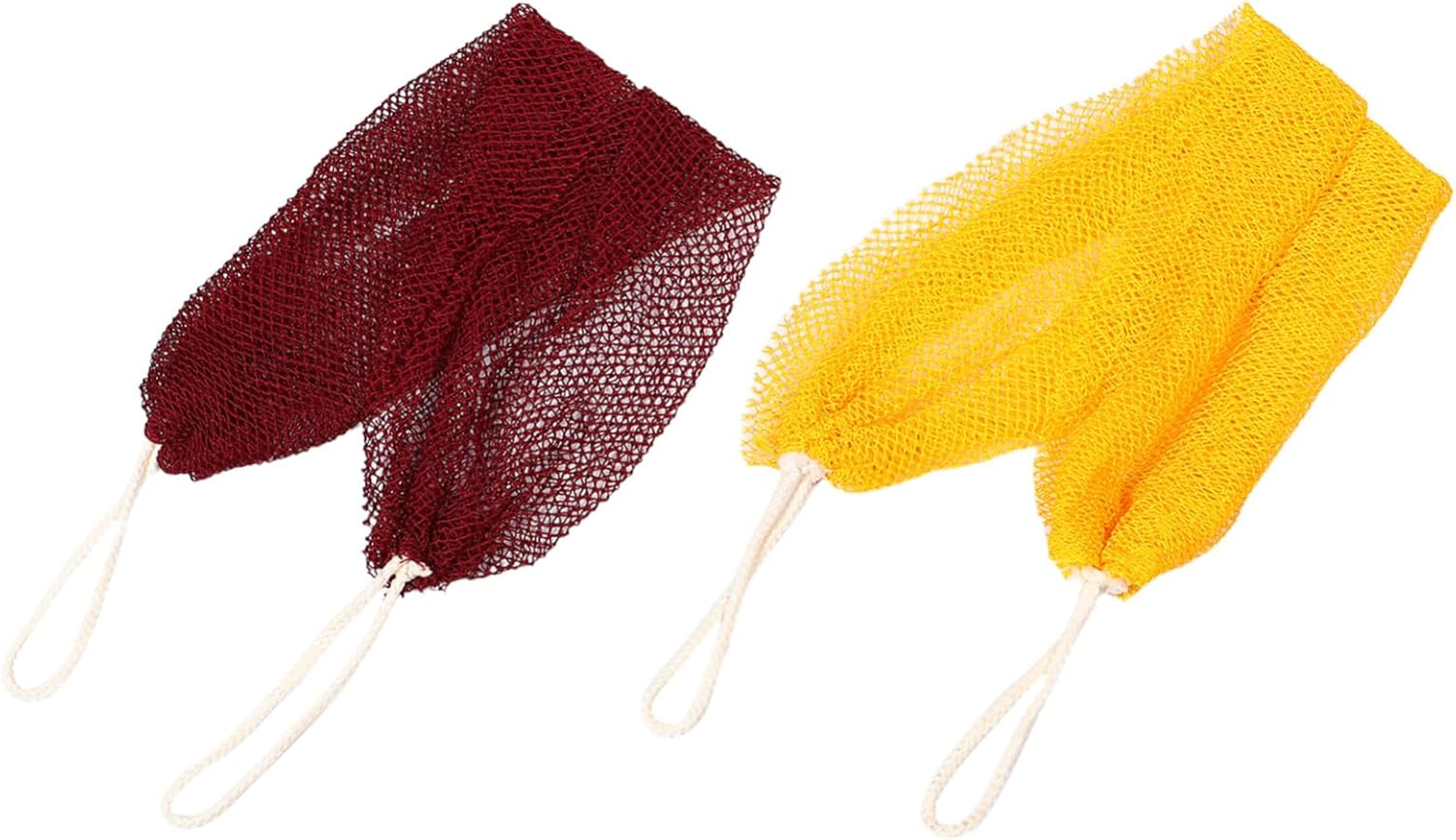 CALLARON 2Pcs Exfoliating Bath Sponge African Net Design Body Scrubber for Shower Back Loofah for Men Women and Yellow Material Exfoliating Net Sponge image number 3