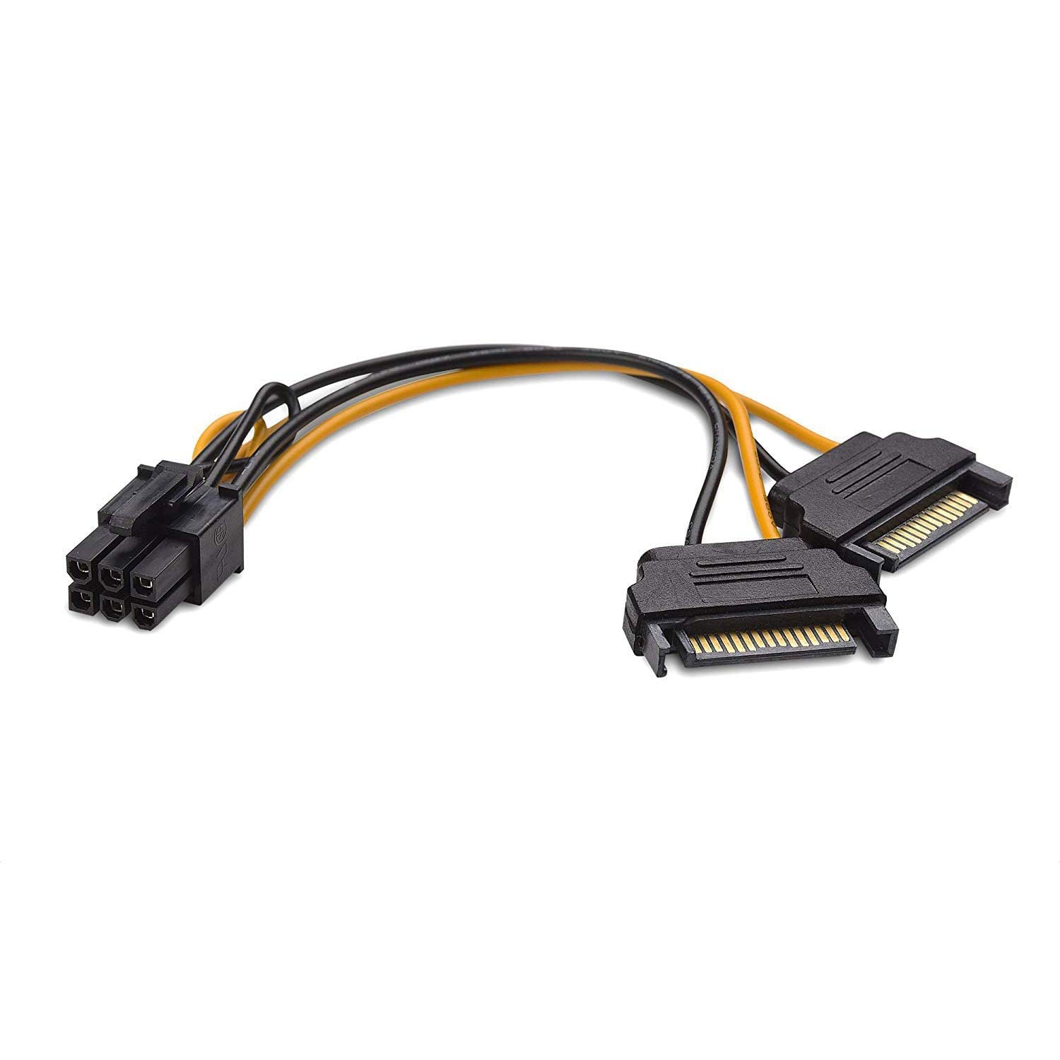 6 Pin Pcie to Dual SATA 15 Pin Male Power Cable, 2X 15-Pin SATA Male to 6 Pin Pci-Express Female Video Card Power Adapter Cable (20Cm/8Inch) image number 4