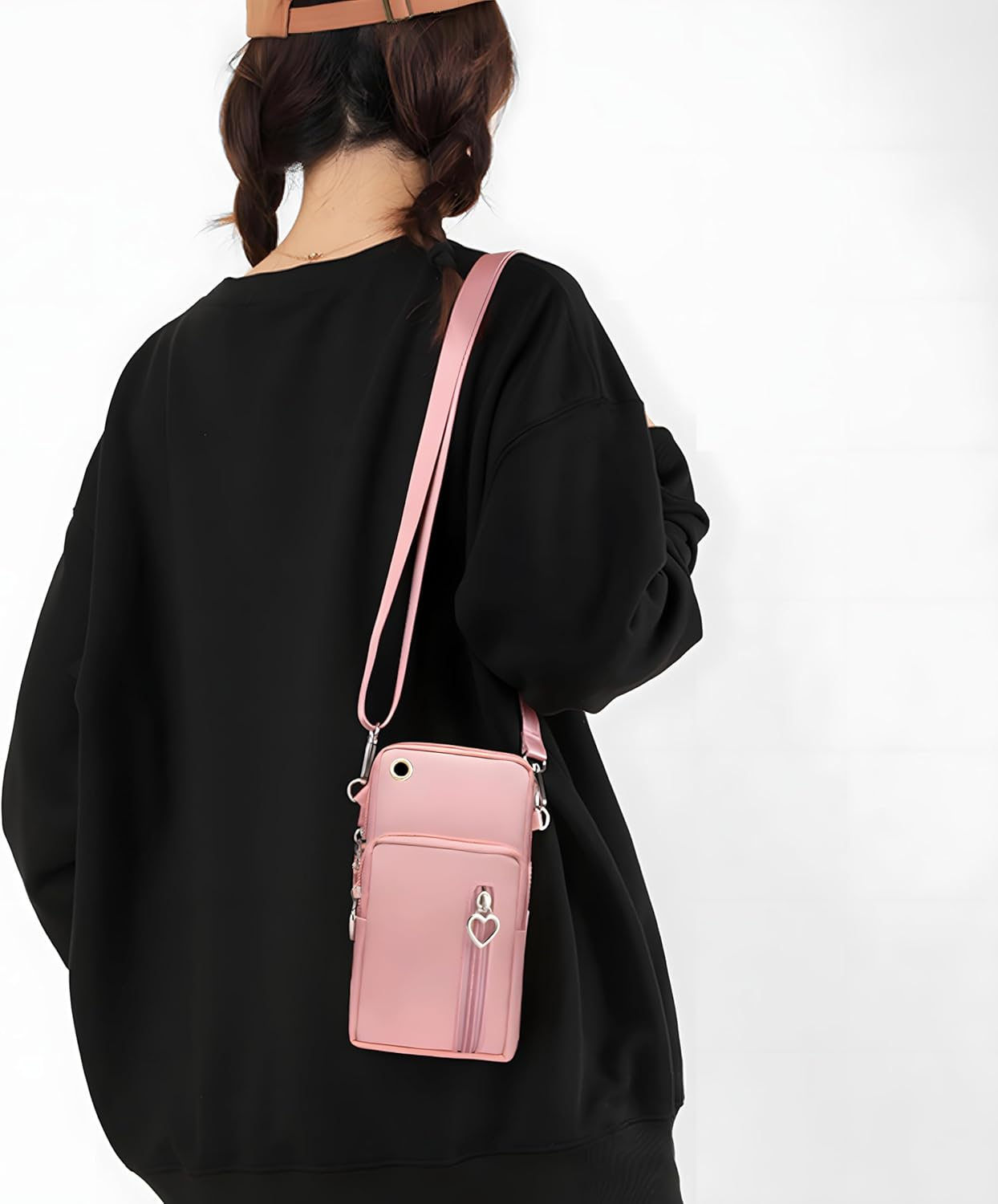 Women'S Nylon Crossbody Phone Bag, Small Cellphone Purse Cute with Zipper &ndash; Multi-Function Travel Handbag, Phone Wallet for Women, Soft Water-Resistant, Suitable for Phone PM (Pink) image number 2