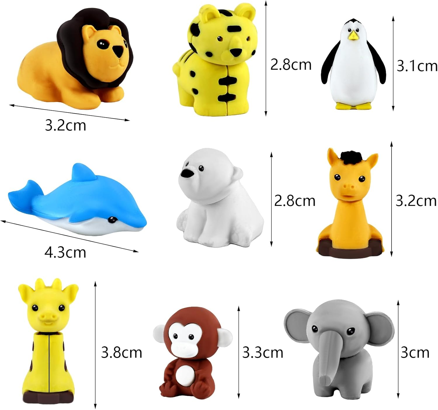 60Pcs Animal Erasers Desk Pets for Kids Animal Pencil Erasers Bulk Puzzle Eraser Toys Gifts for Classroom Prizes,Game Reward,Treasure Box,Easter Egg Fillers,Goodie Bag Stuffers,Party Favors image number 5