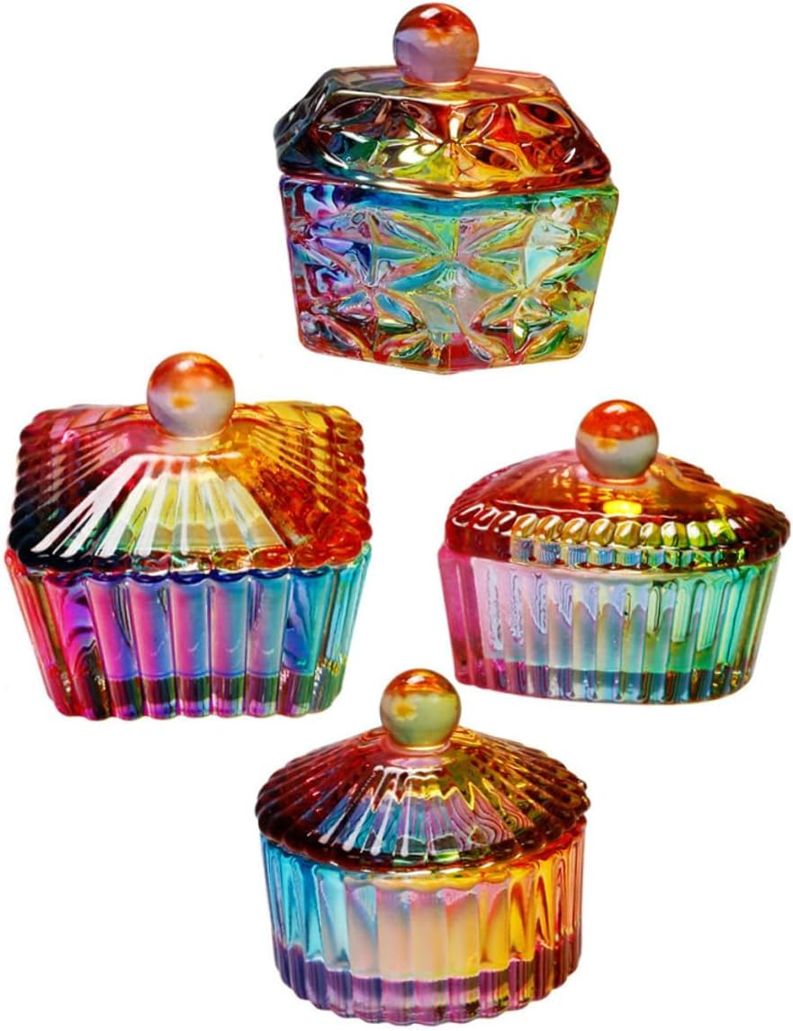 CANIGHT Manicure Cups Glass Dishes Nail Art Nail Grinder Dappen Dish Color Plated Crystal Set