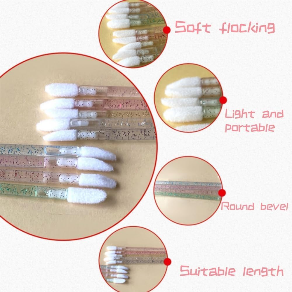 Goxfaca 500PCS Glitter Crystal Lip Brush,Wands Lip Gloss Wands Lint Free Makeup Applicator Brush Beauty Tool(Mix Color) image number 5