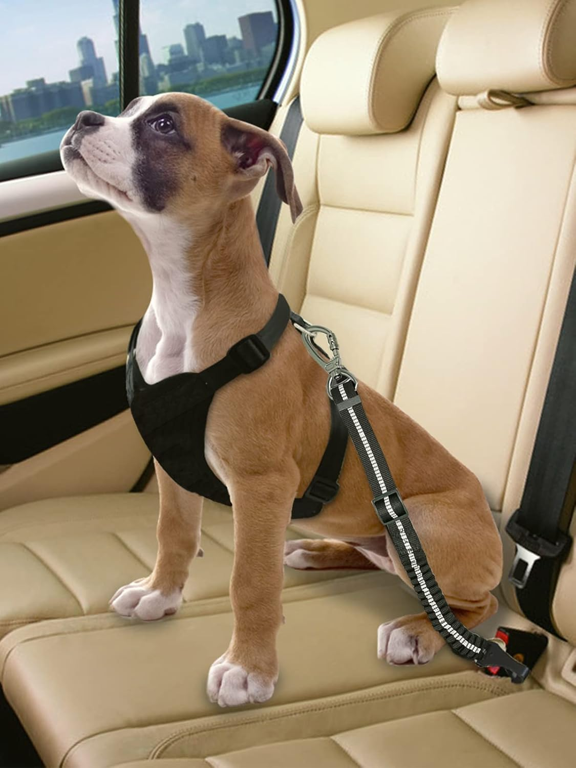 Dog Seat Belt, Universal Safety Harness for Dogs with Improved Carabiner, Adjustable Wiring Harness for Dogs with Anti-Shock Buffer (Lite) image number 5