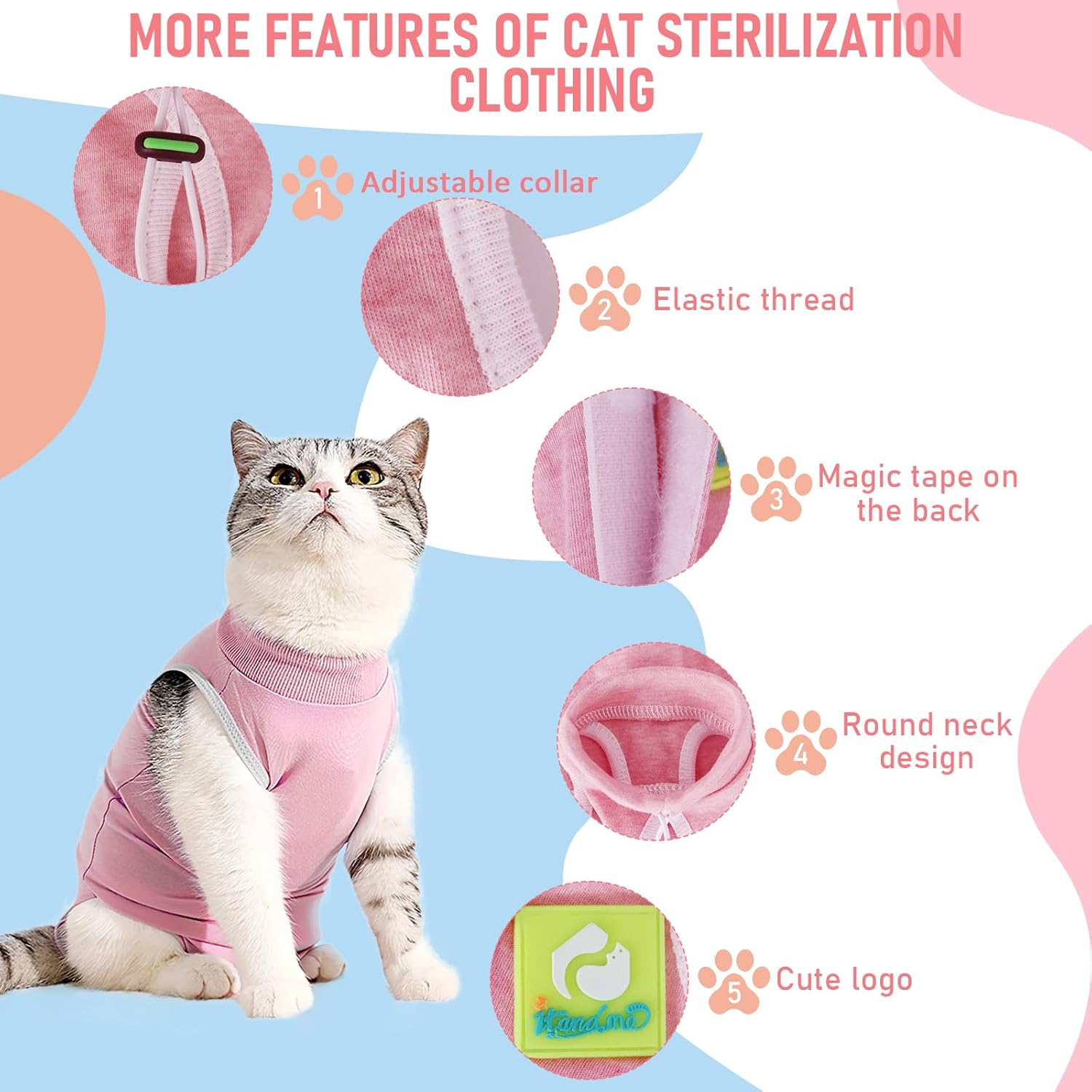 Cat Clothes Cat Surgery Recovery Suit, Cat Post Bodysuit for Medical Spay Abdominal Wounds Skin Diseases Protection, anti Leak Kitten Alternative Weaning Pyjamas Clothing image number 1