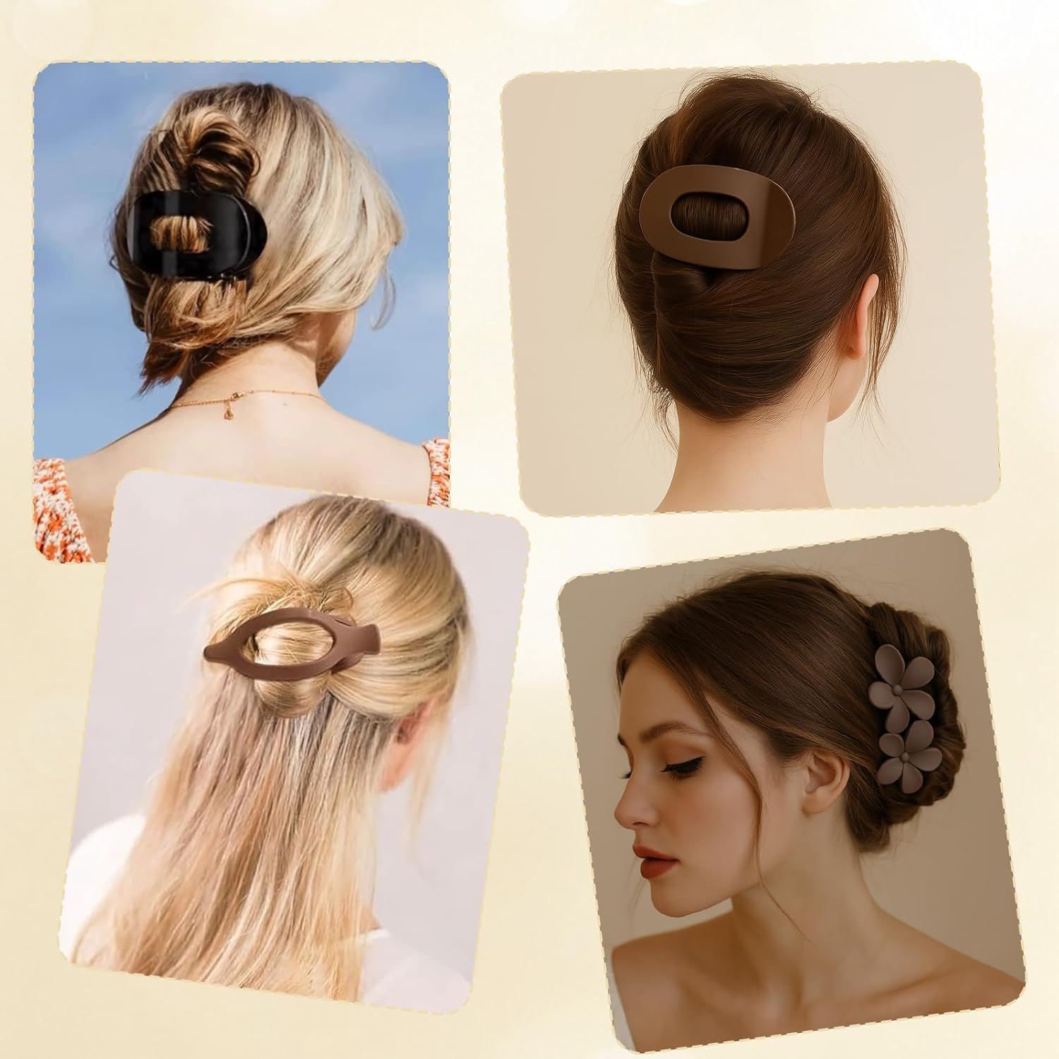 SSKHE 6 Pcs Flat Hair Claw Clips Set - 3 Styles with Black & Brown Colors | Flat Claw Clips for Women, Strong Hold Flat Hair Clips Ergonomic Design, Strong Hold, Ideal for Curly Hair and Styling image number 5