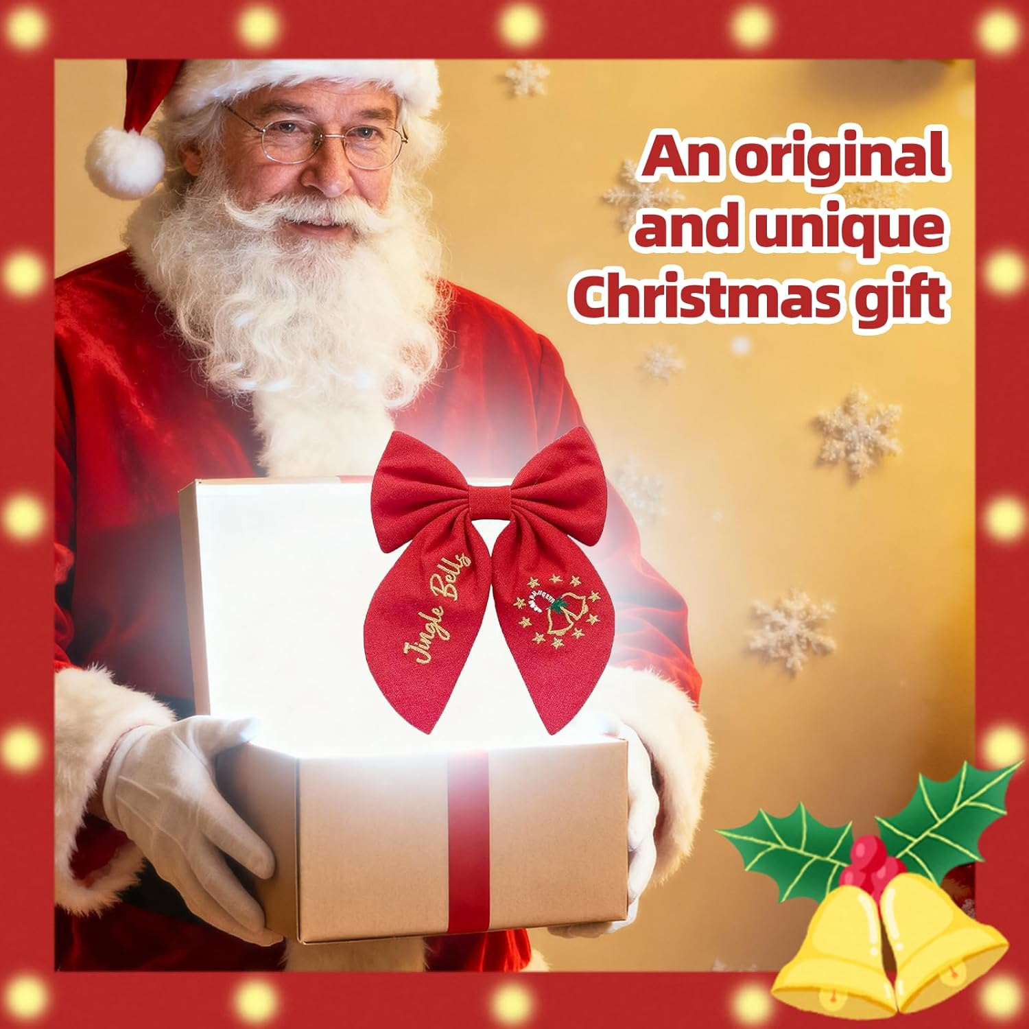 Christmas Hair Bows Clips Pearl Tree, Nutcracker, Holly Jolly, Santa Baby Ribbon Hair Clips with Long Tail, Christmas Hair Accessories and Christmas Gifts image number 5